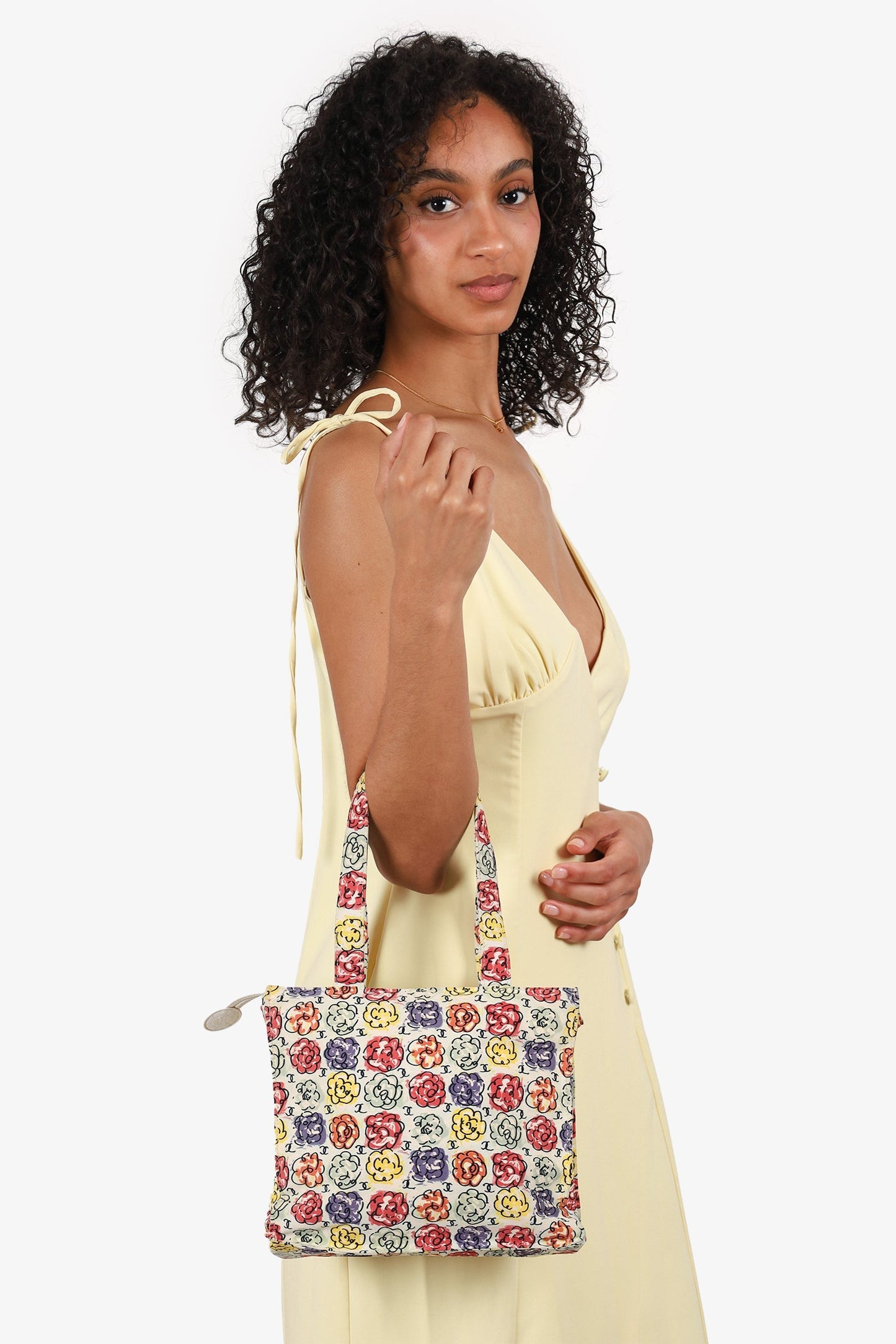 Chanel™ White/Multicolour Floral Print CC Mini Tote