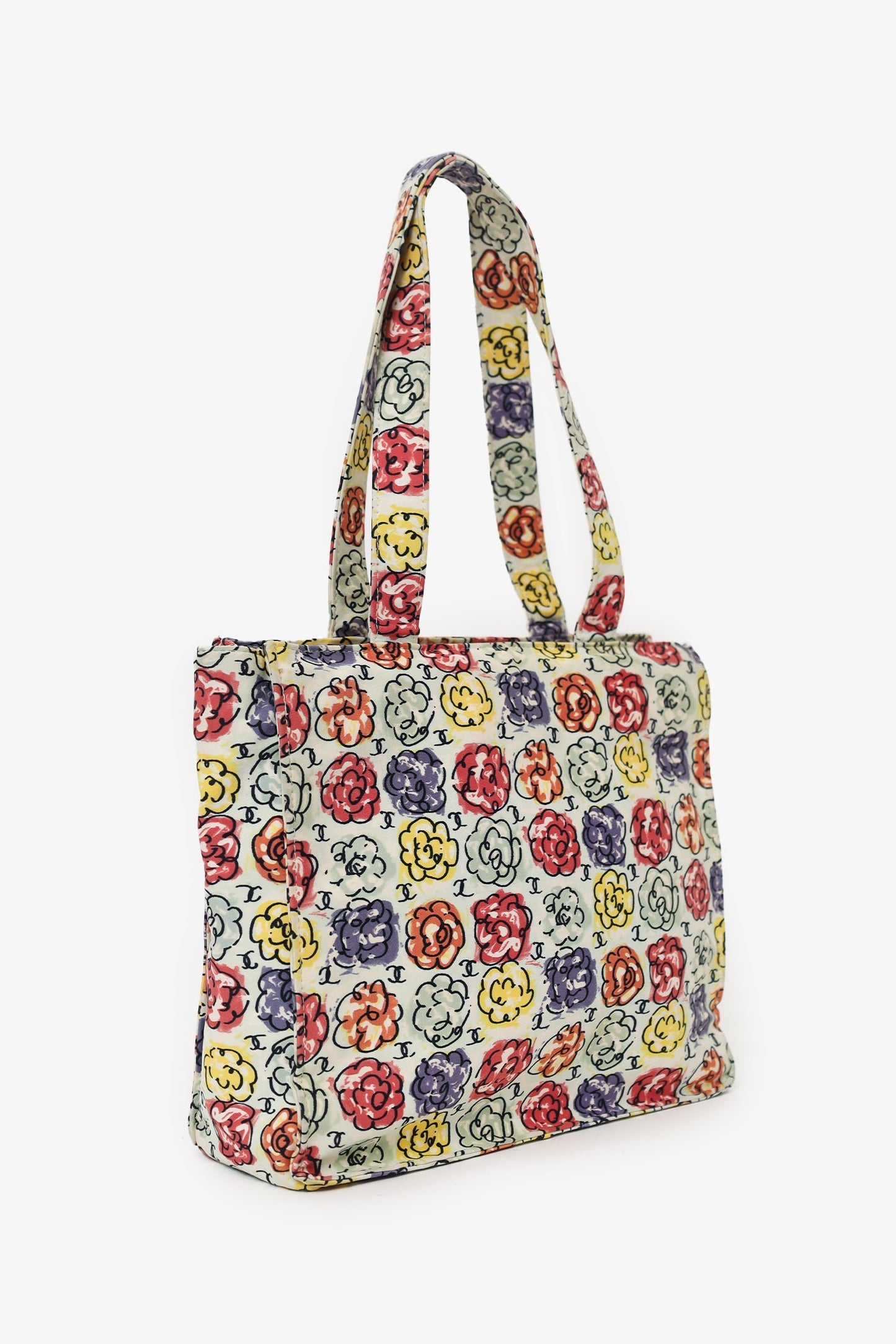 Chanel™ White/Multicolour Floral Print CC Mini Tote