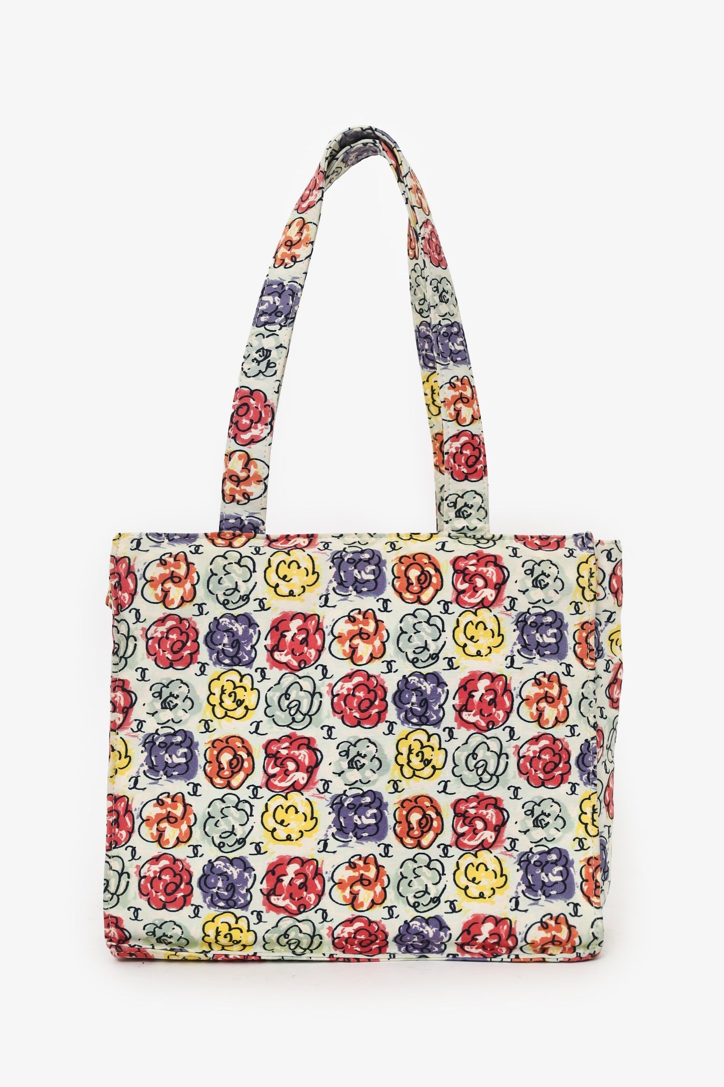 Chanel™ White/Multicolour Floral Print CC Mini Tote