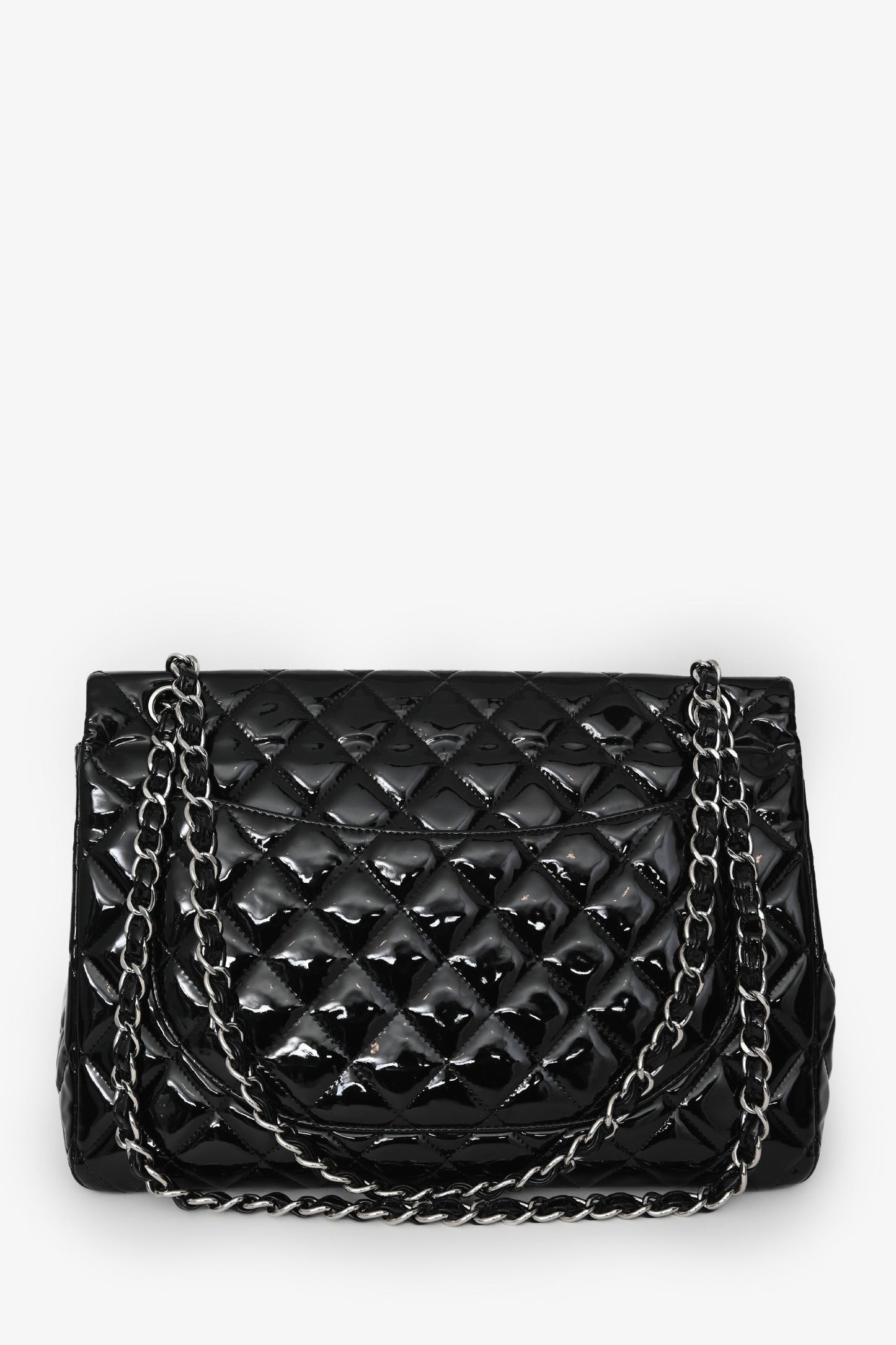 Chanel™ 2012/13 Black Quilted Patent Maxi Double Flap Shoulder Bag