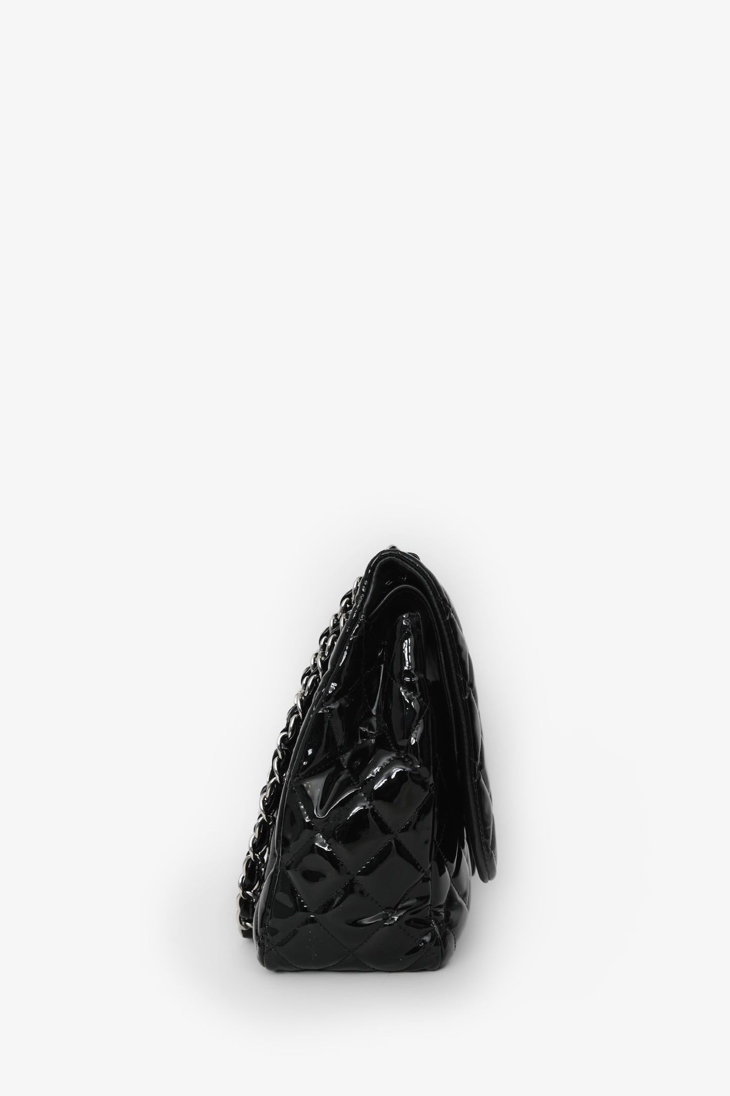 Chanel™ 2012/13 Black Quilted Patent Maxi Double Flap Shoulder Bag