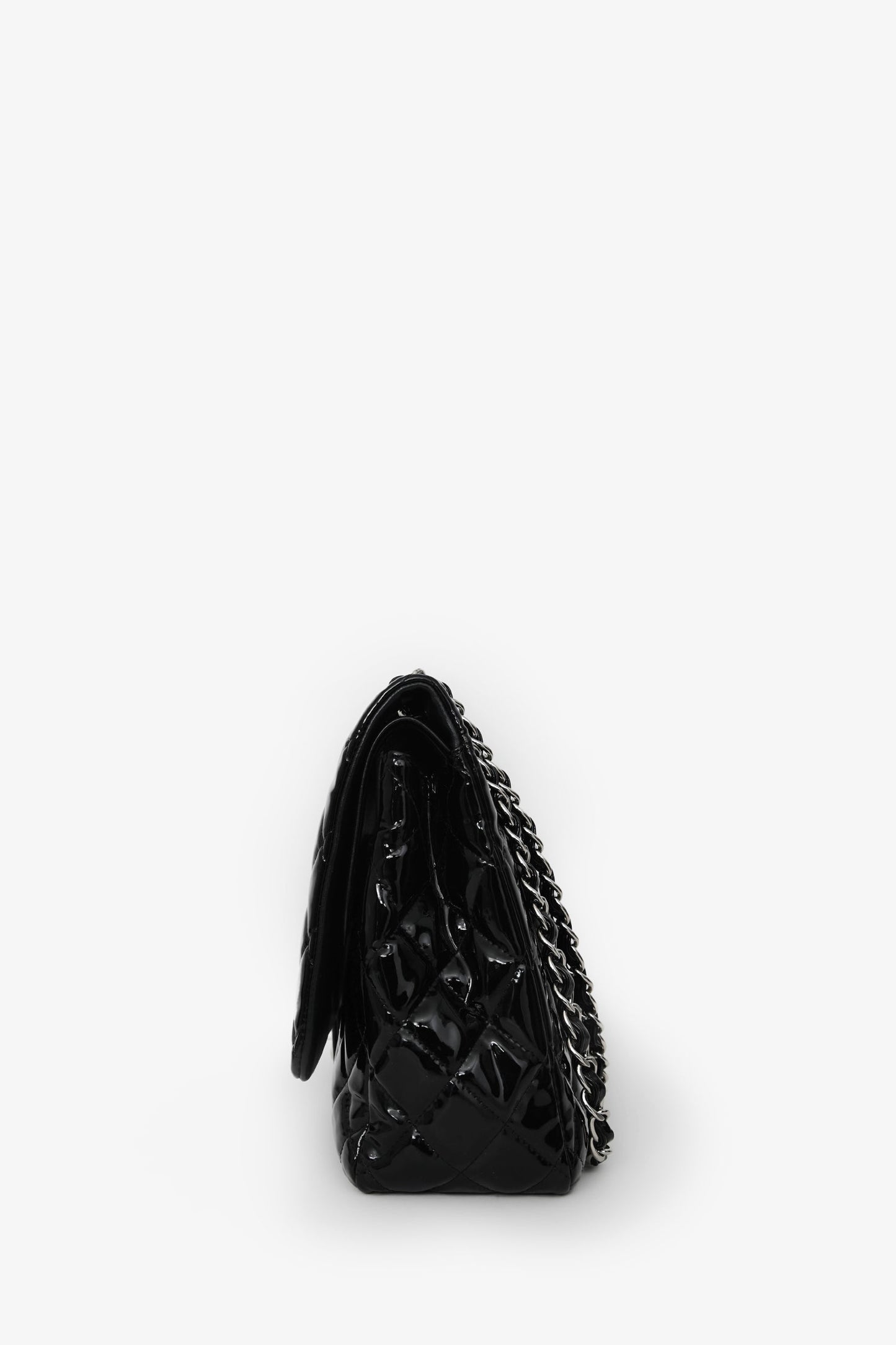 Chanel™ 2012/13 Black Quilted Patent Maxi Double Flap Shoulder Bag