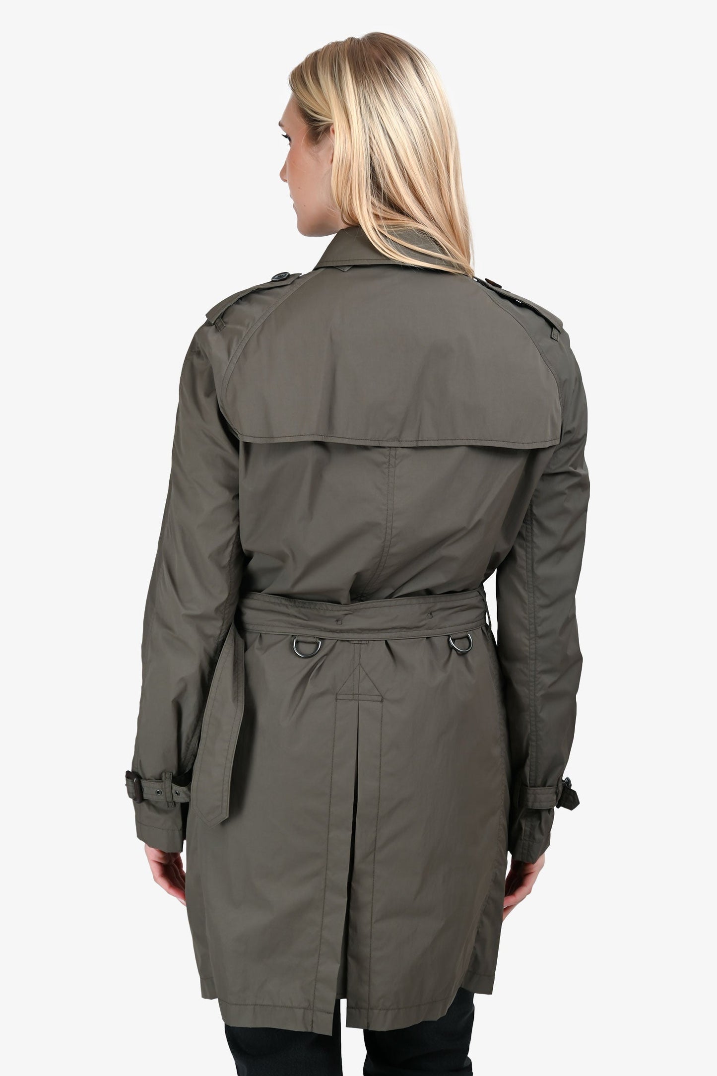 Burberry Grey Nylon Mid Length Trench Coat Size S Mens
