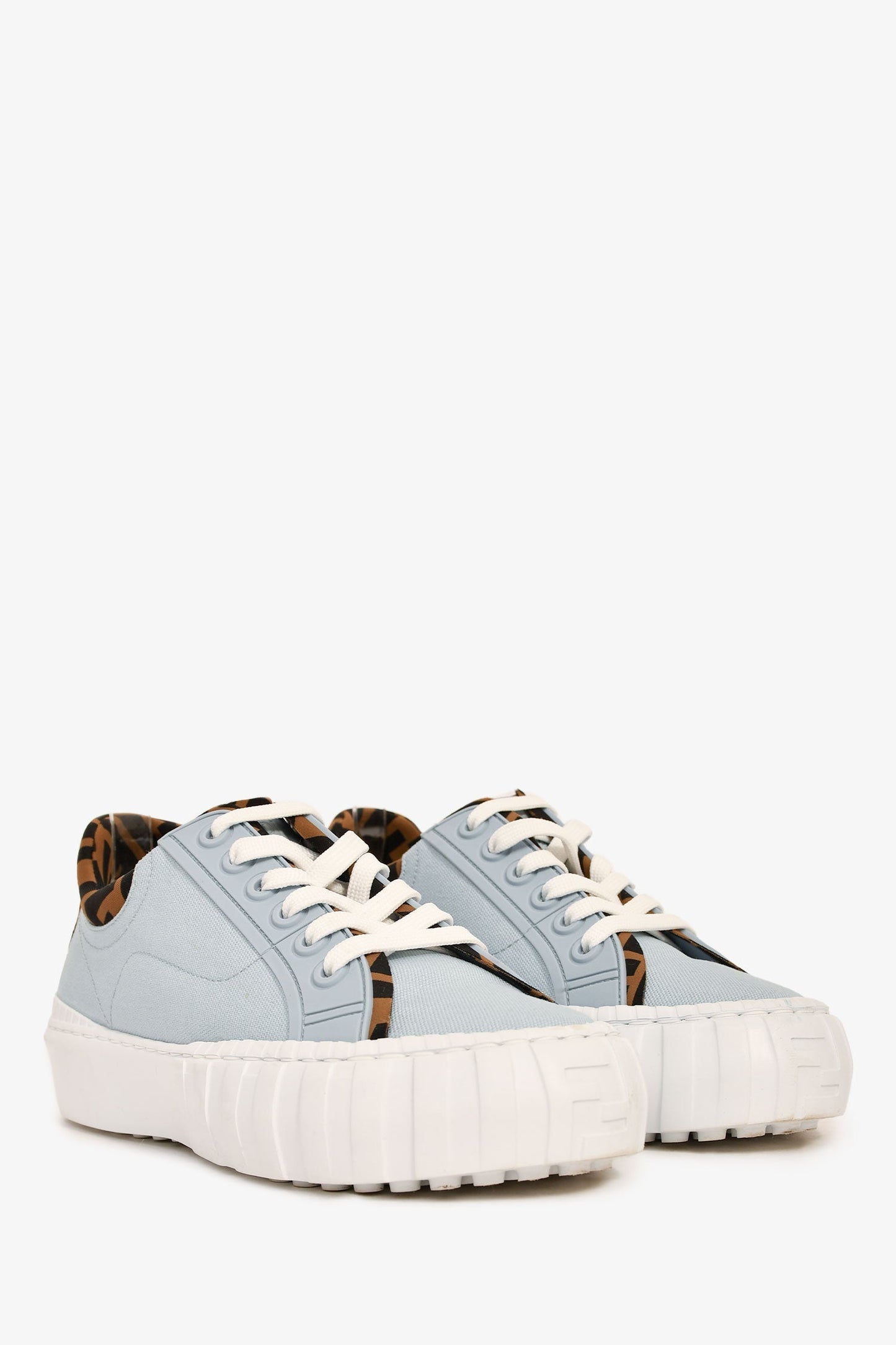 Fendi Blue Zucca FF Logo Canvas Sneakers Size 37