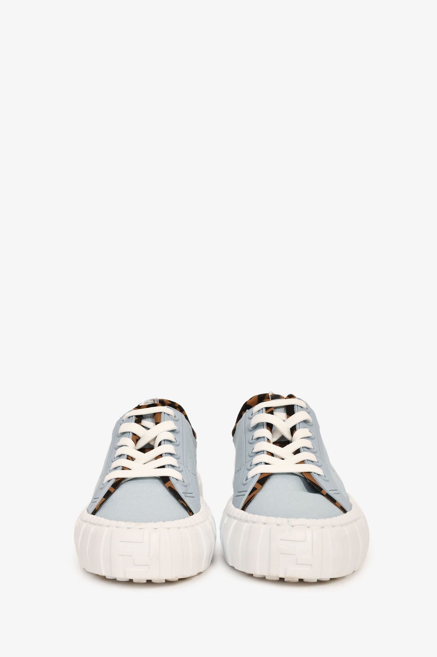 Fendi Blue Zucca FF Logo Canvas Sneakers Size 37