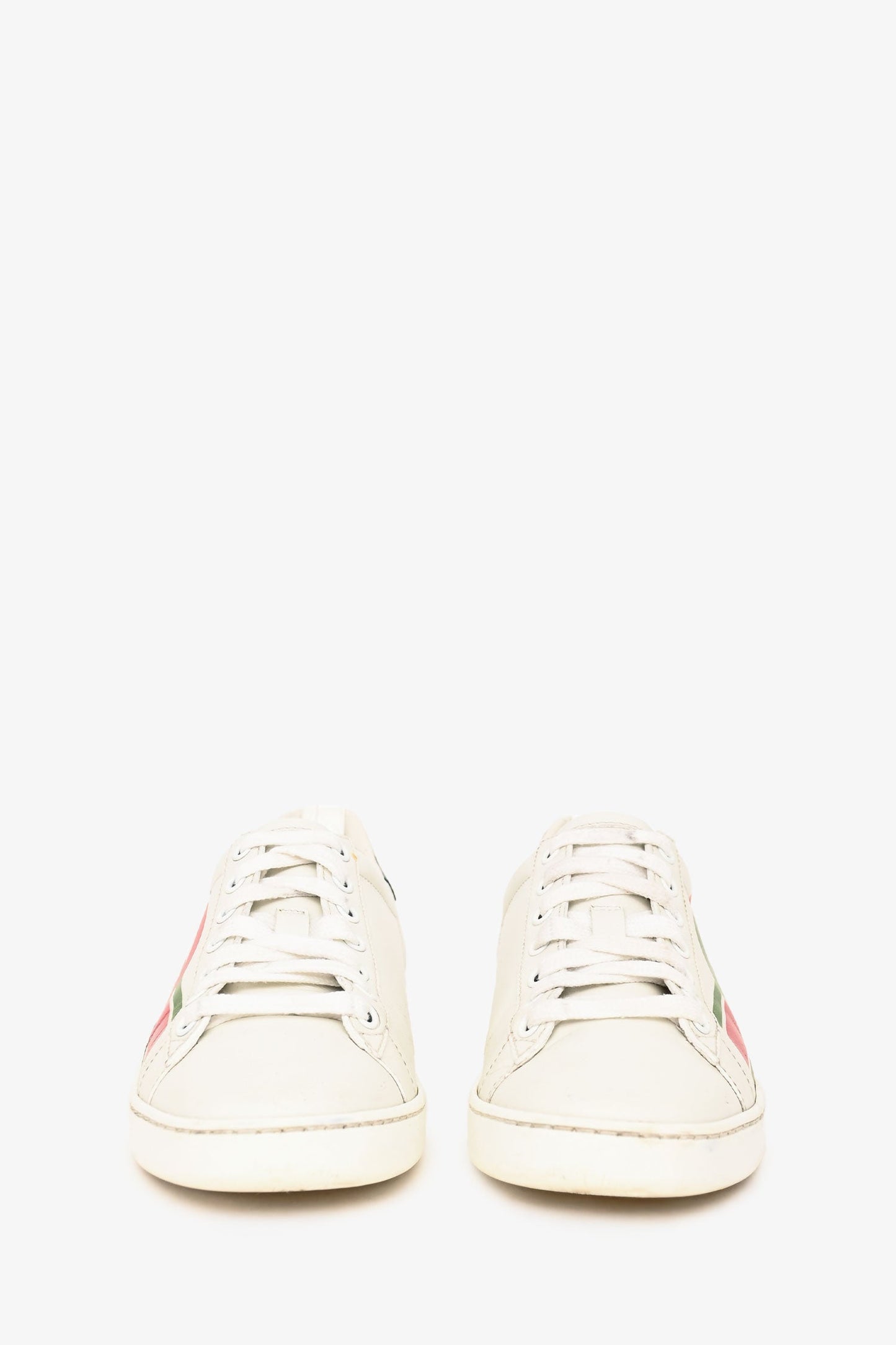 Gucci White Leather GG Printed Logo Ace Sneakers Size 35