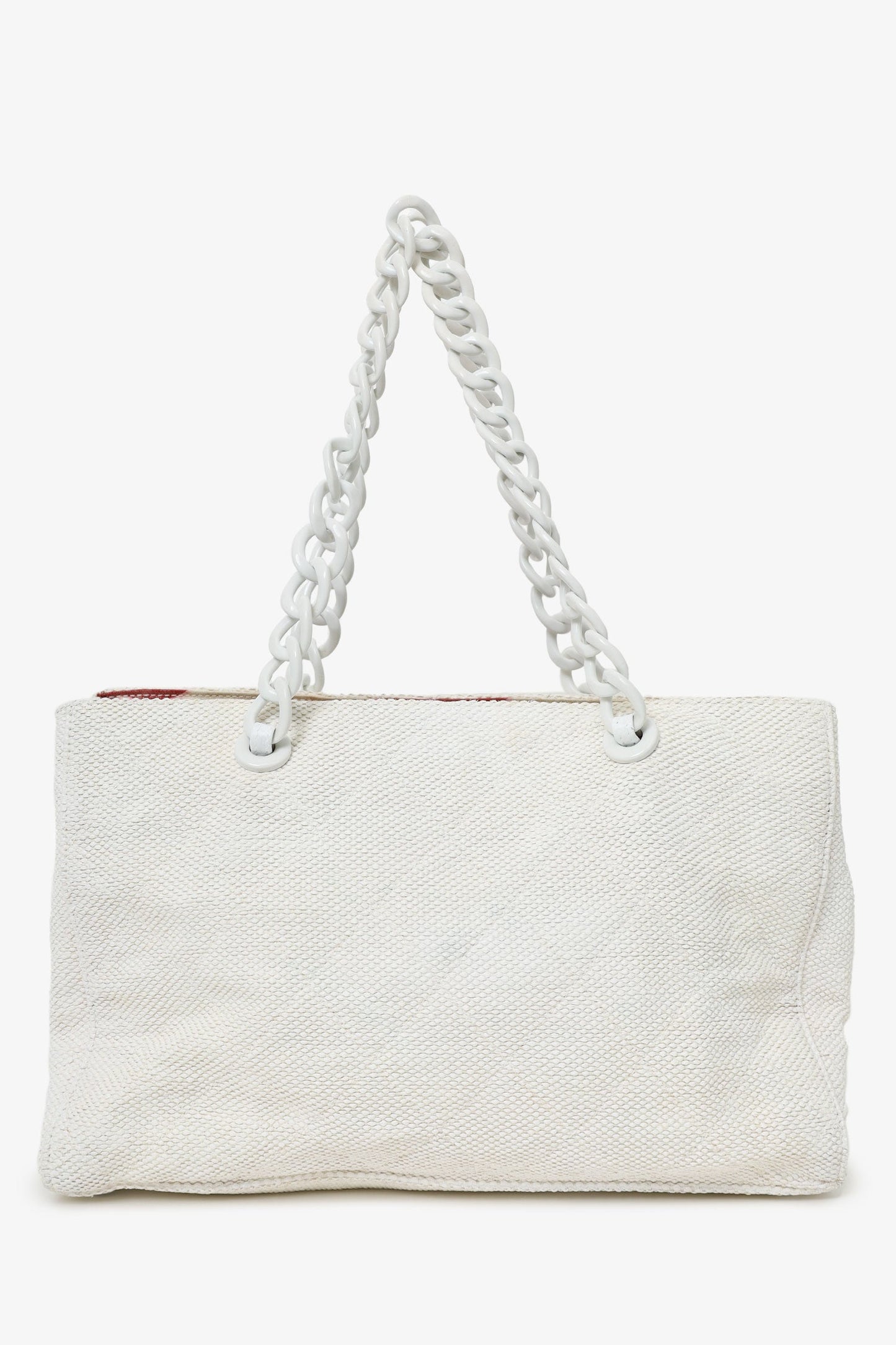 Chanel™ 2000-02 White Raffia Chain Beach Tote With Pouches