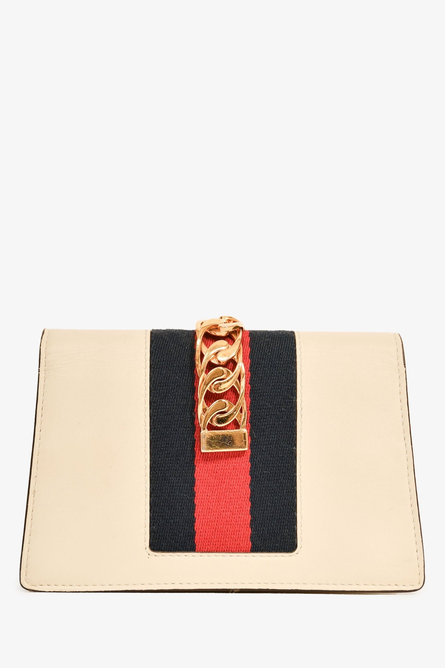 Gucci Cream Leather Web Mini Sylvie Chain Bag