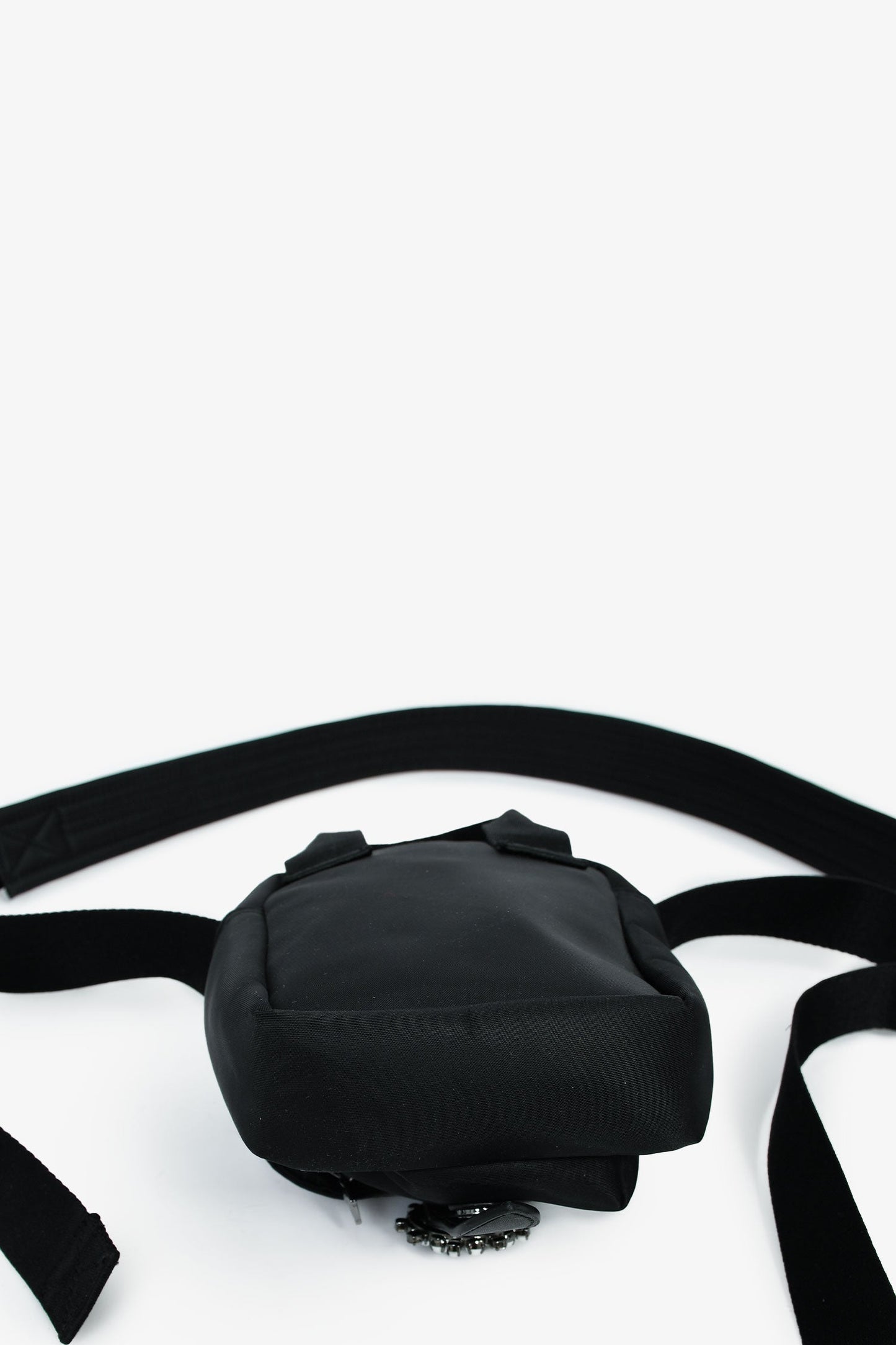 Simone Rocha Black Nylon Faux Pearl/Crystal Buckle Crossbody Bag