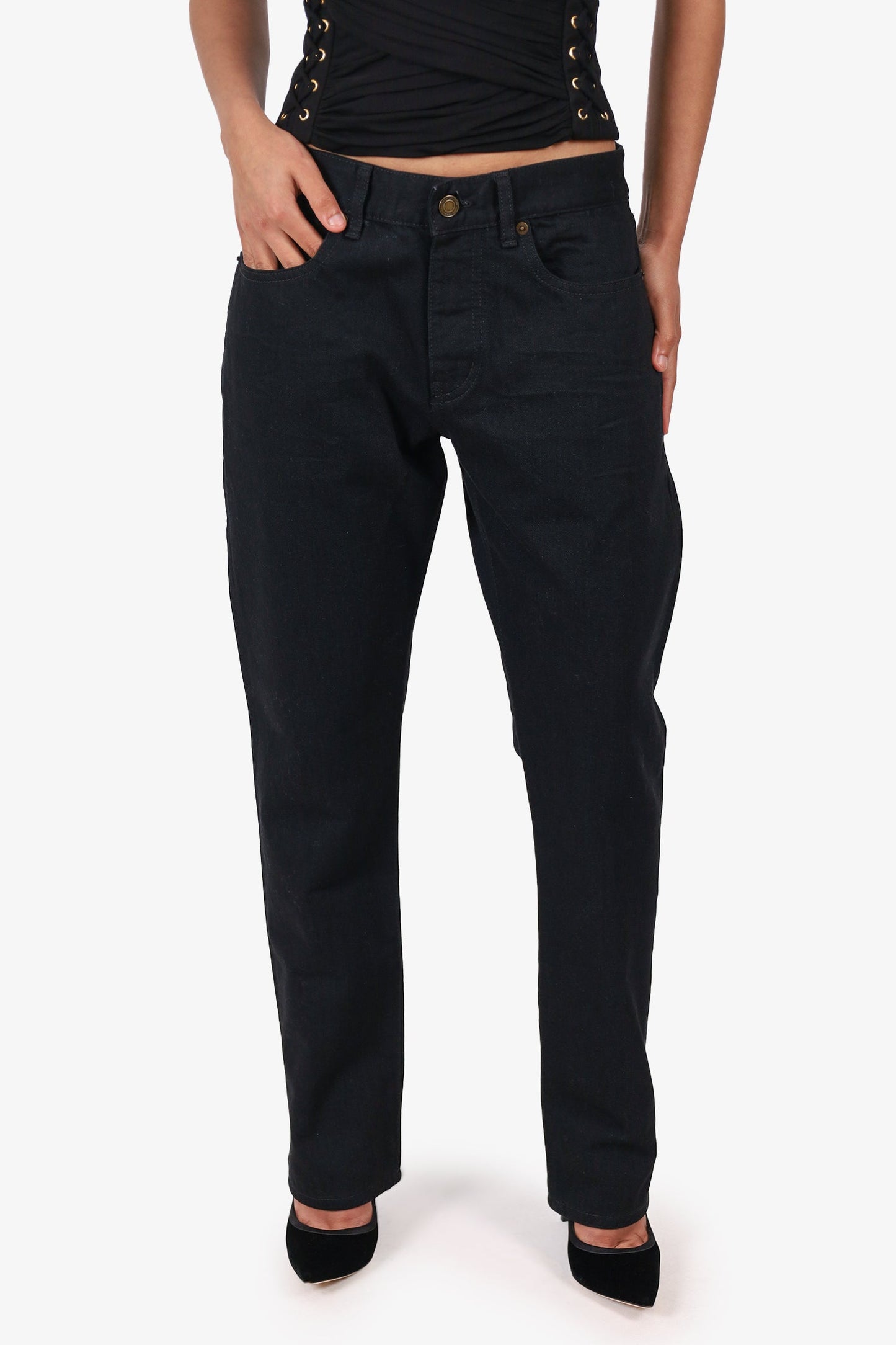 Saint Laurent Black Denim Straight Leg Jeans Size 31