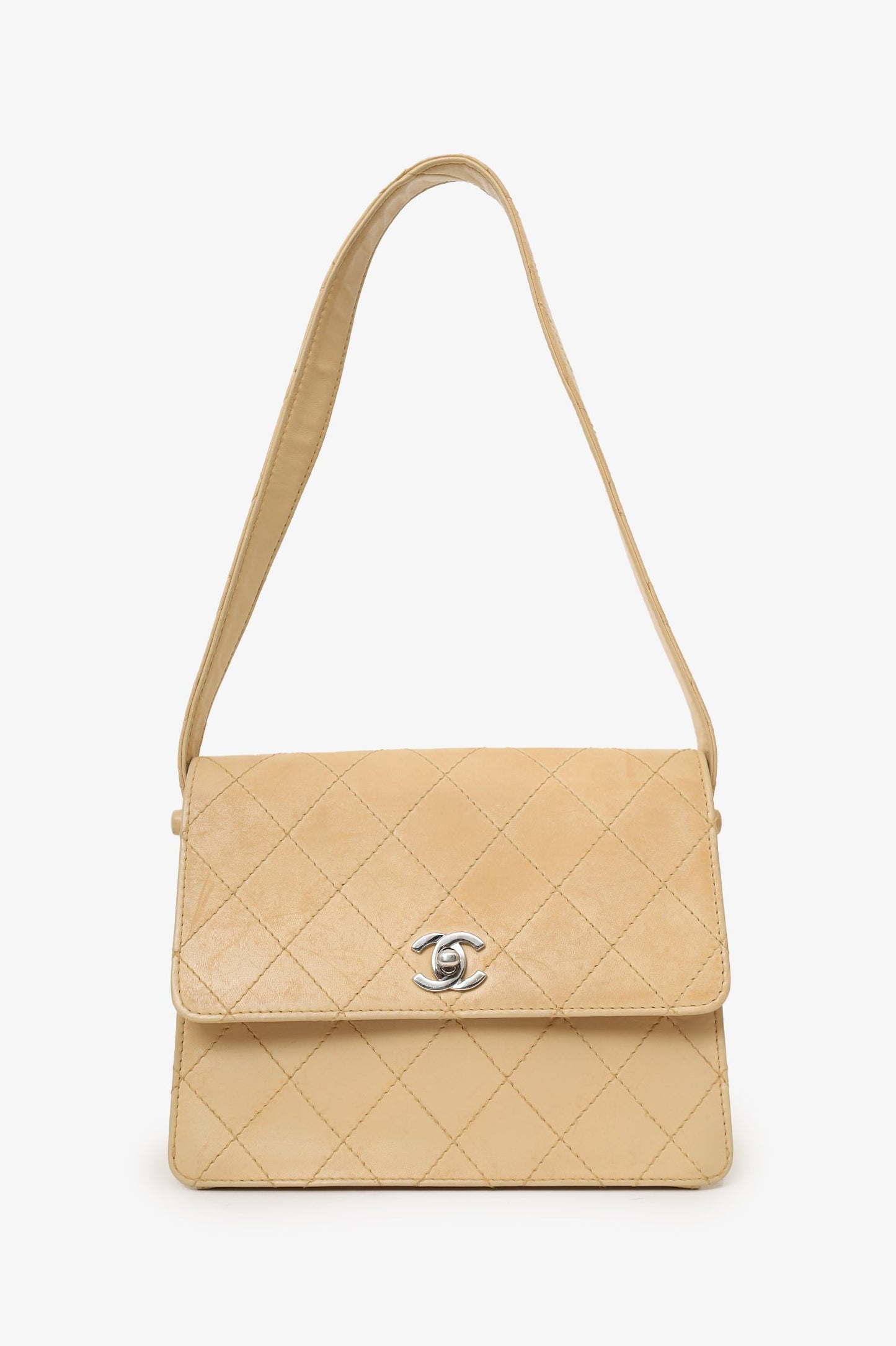 Chanel™ Beige Quilted CC Shoulder Bag