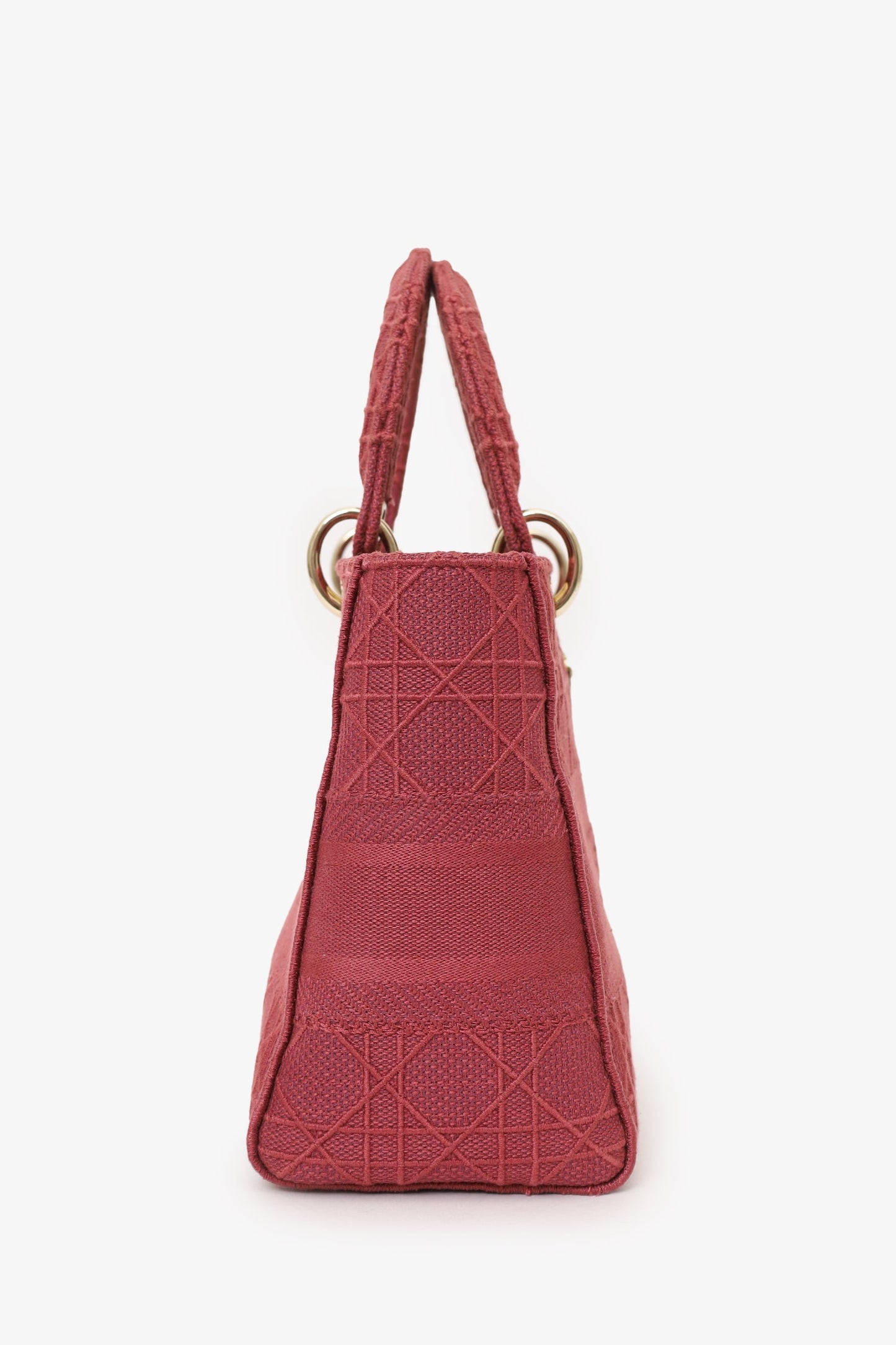 Christian Dior 2020 Pink Cannage Canvas Medium Lady D-Lite With Strap