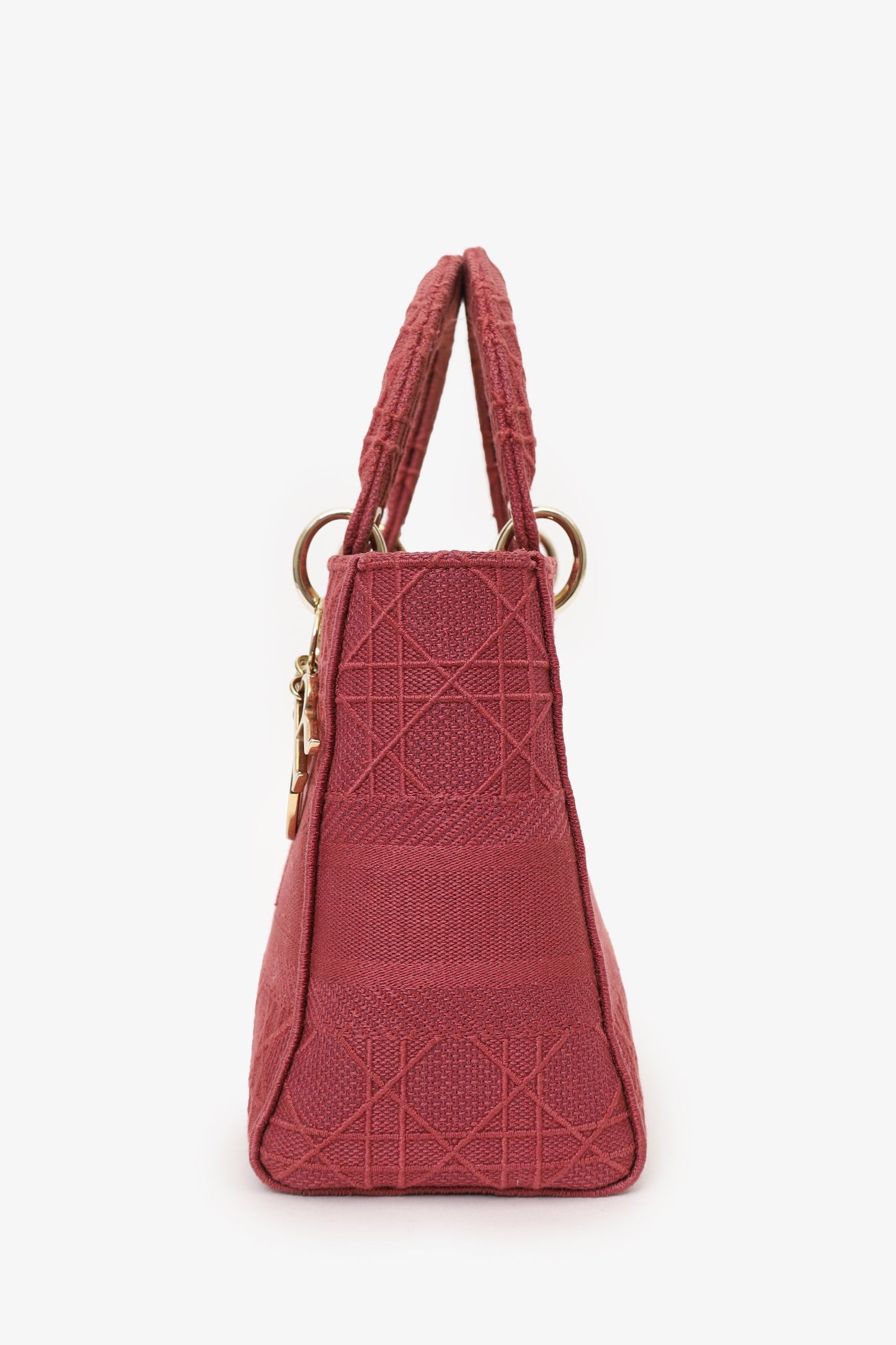 Christian Dior 2020 Pink Cannage Canvas Medium Lady D-Lite With Strap