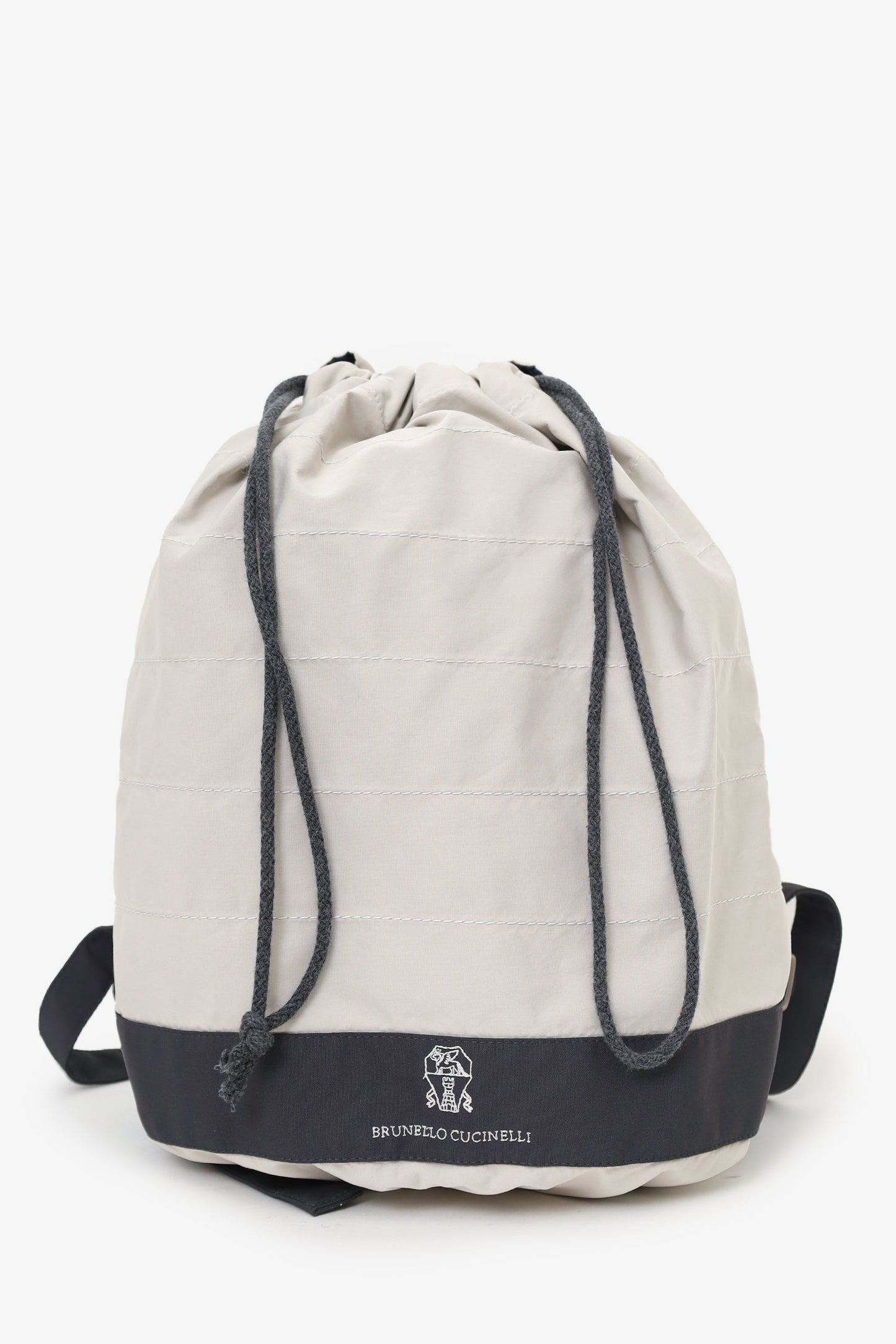 Brunello Cucinelli Grey Nylon Drawstring Backpack
