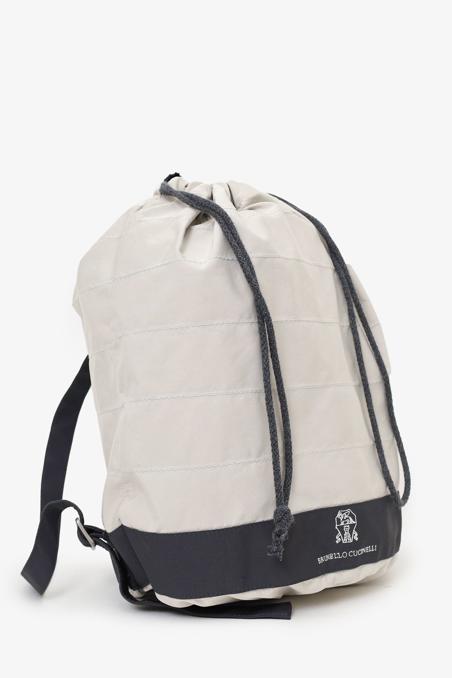 Brunello Cucinelli Grey Nylon Drawstring Backpack