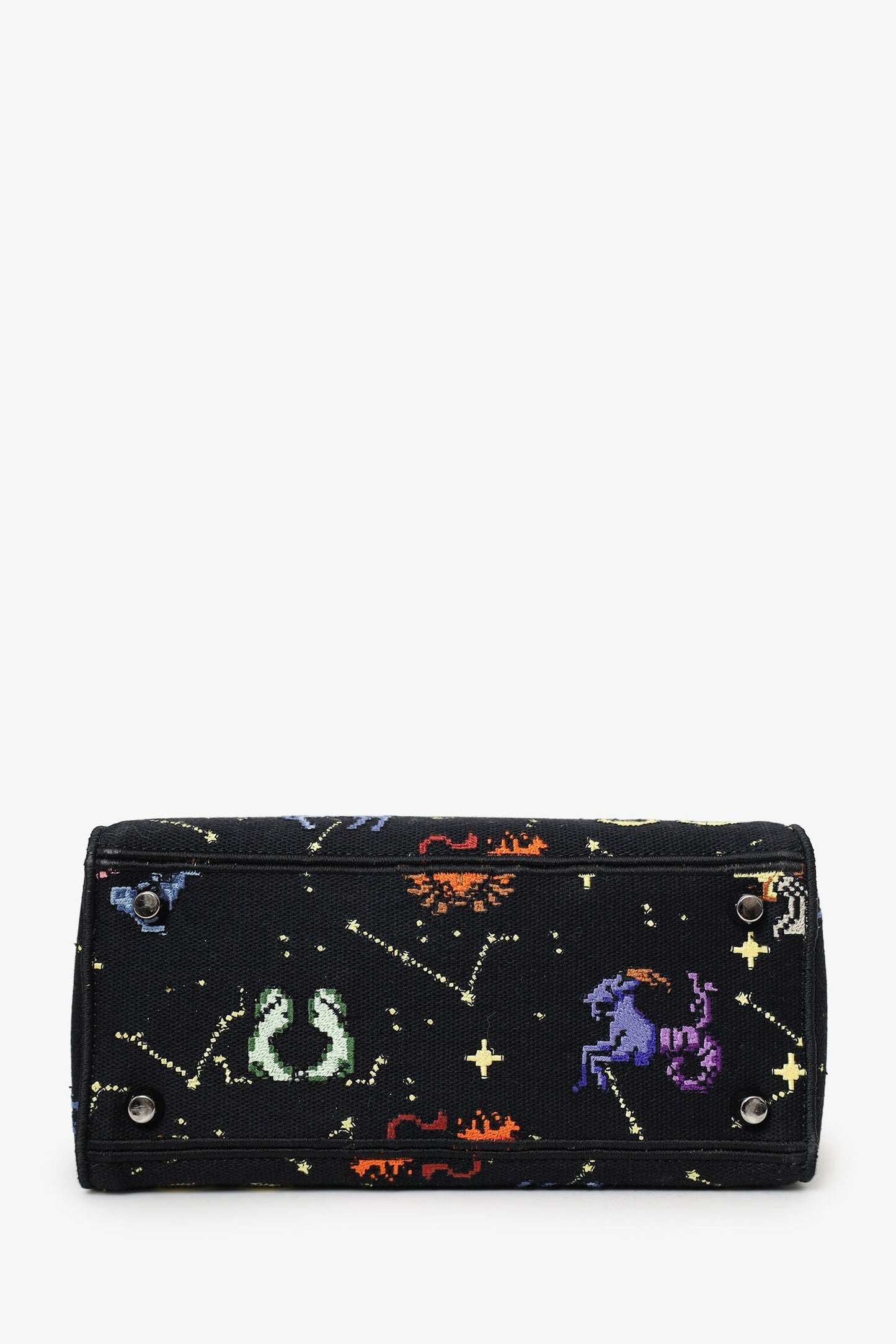 Christian Dior 2022 Black Canvas Pixel Zodiac Embroidered Medium Lady D-Lite With Strap