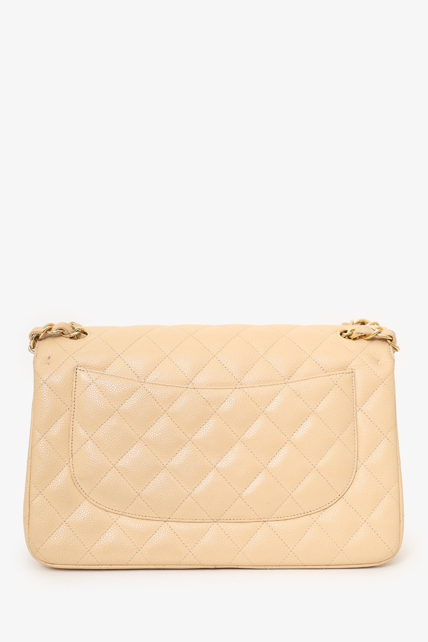 Chanel™ 2010-11 Beige Caviar Leather Jumbo Classic Double Flap Bag