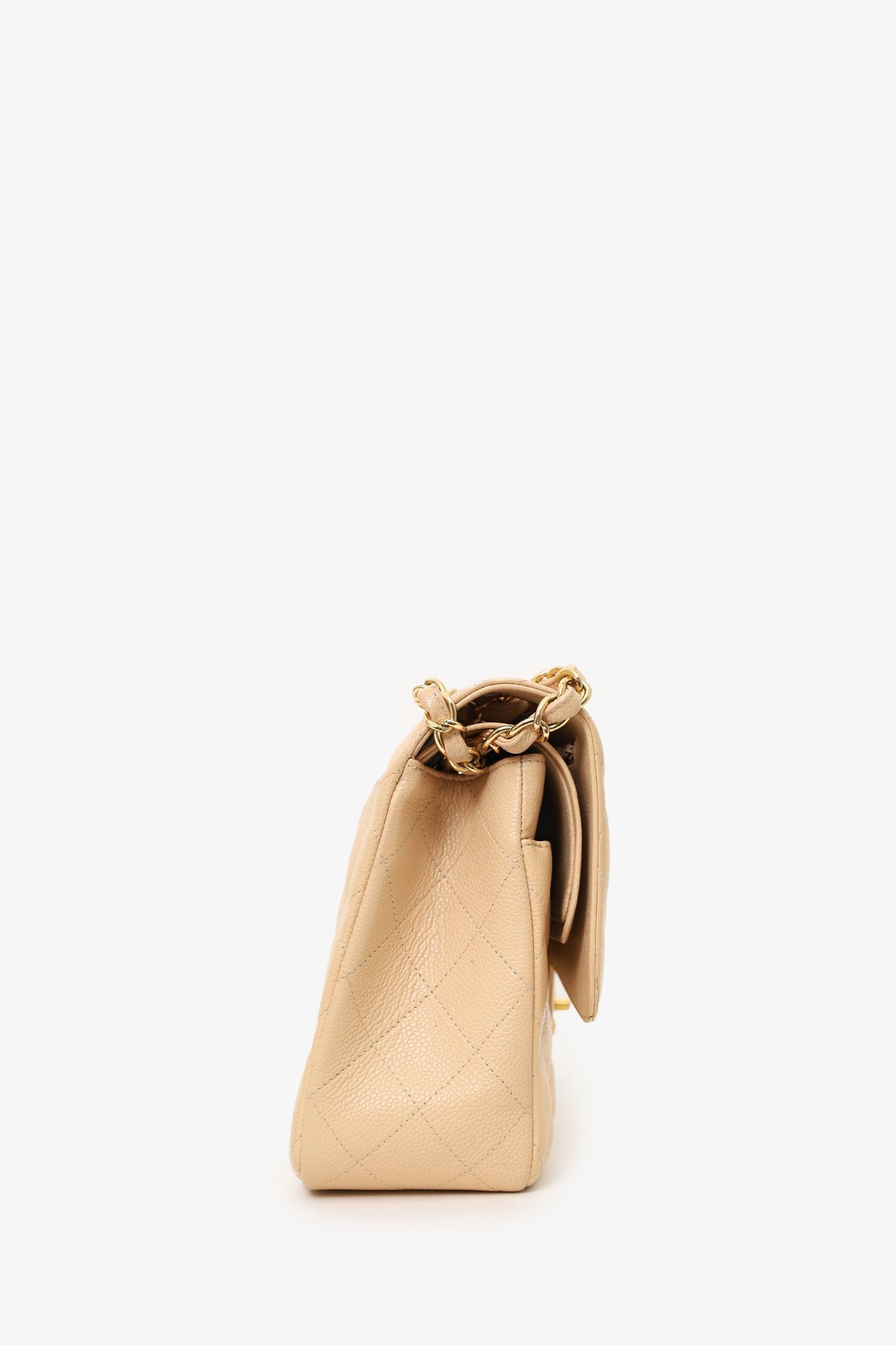 Chanel™ 2010-11 Beige Caviar Leather Jumbo Classic Double Flap Bag
