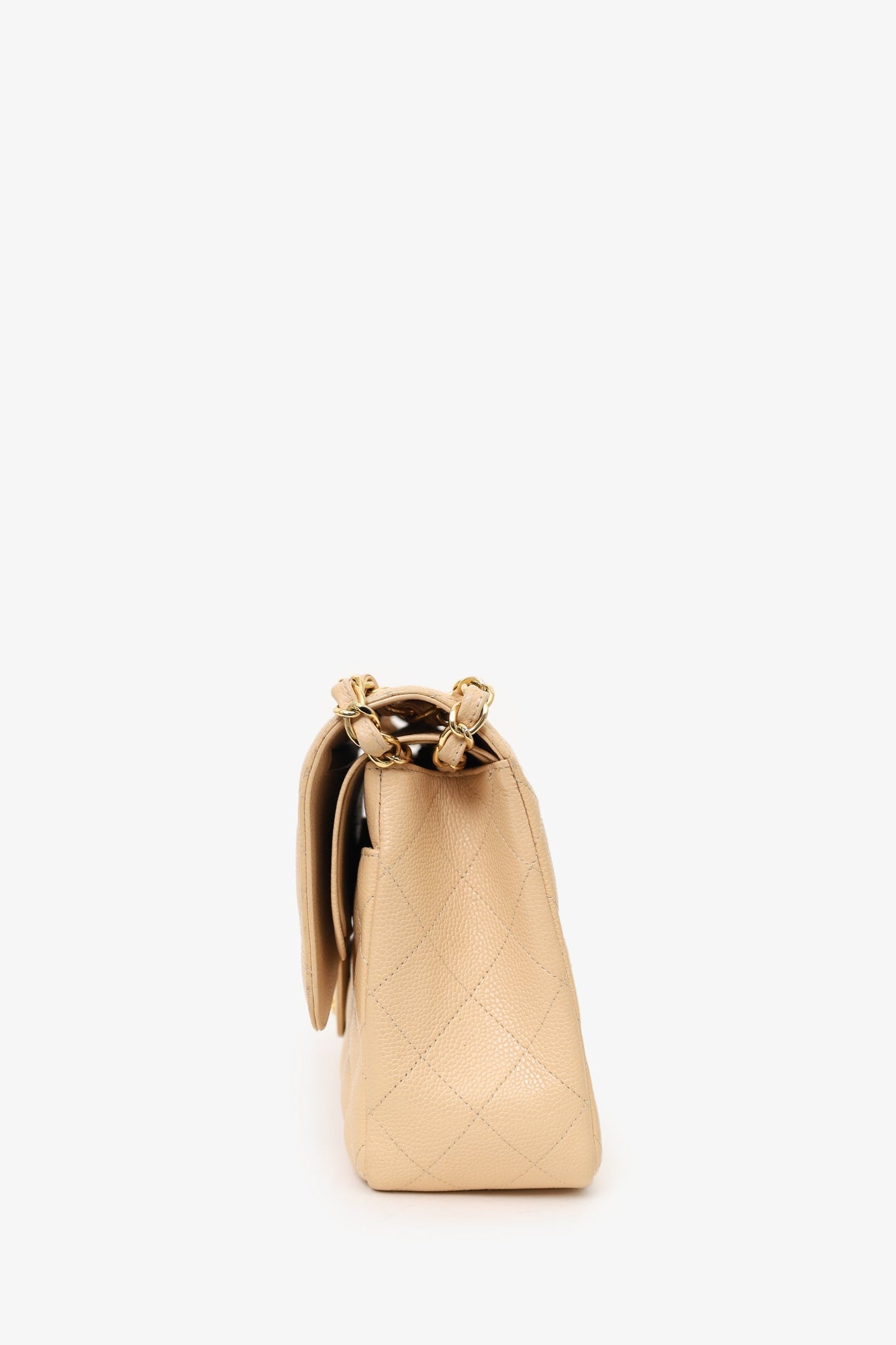 Chanel™ 2010-11 Beige Caviar Leather Jumbo Classic Double Flap Bag