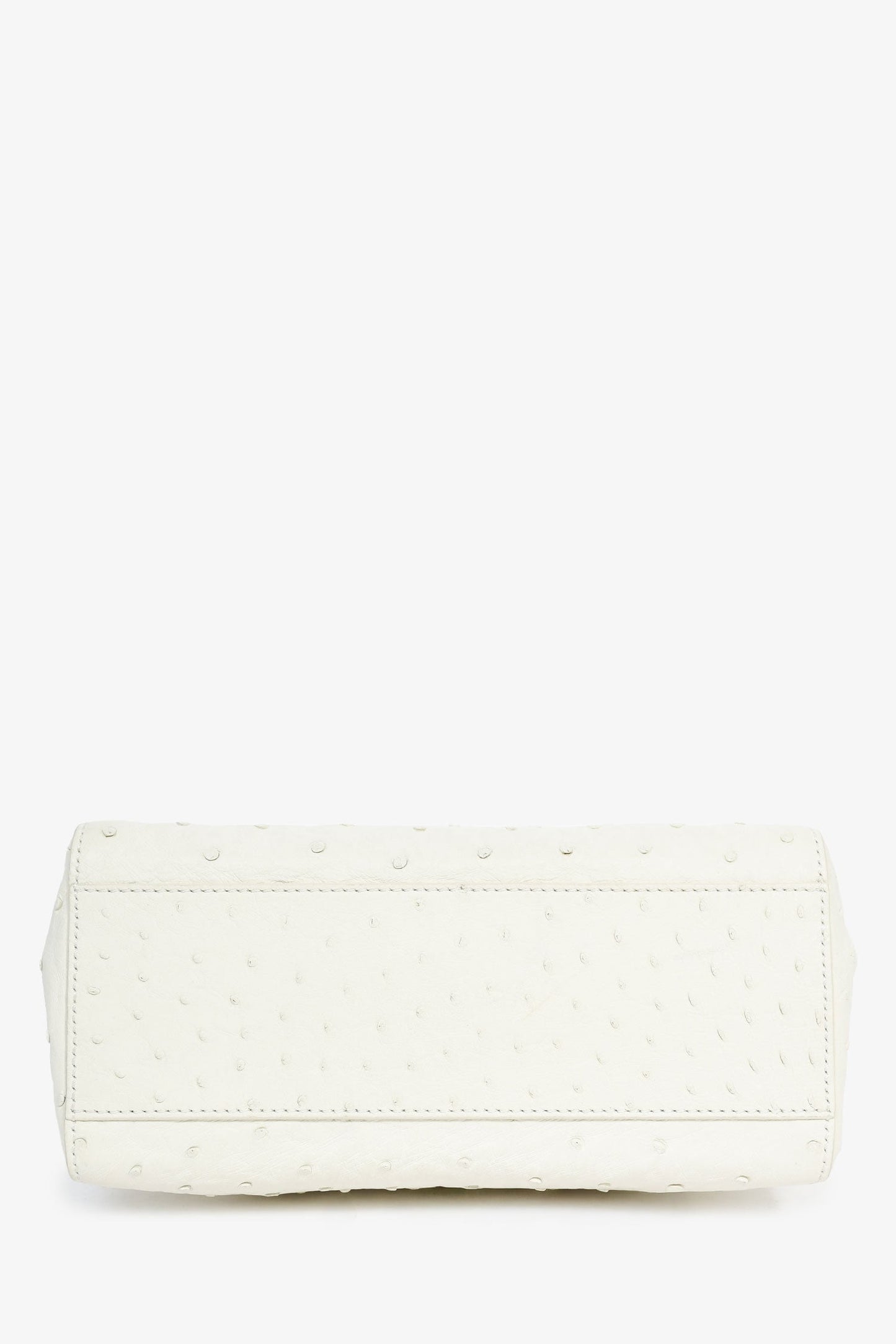 Fendi White Ostrich Leather Mini Peekaboo Bag with Strap