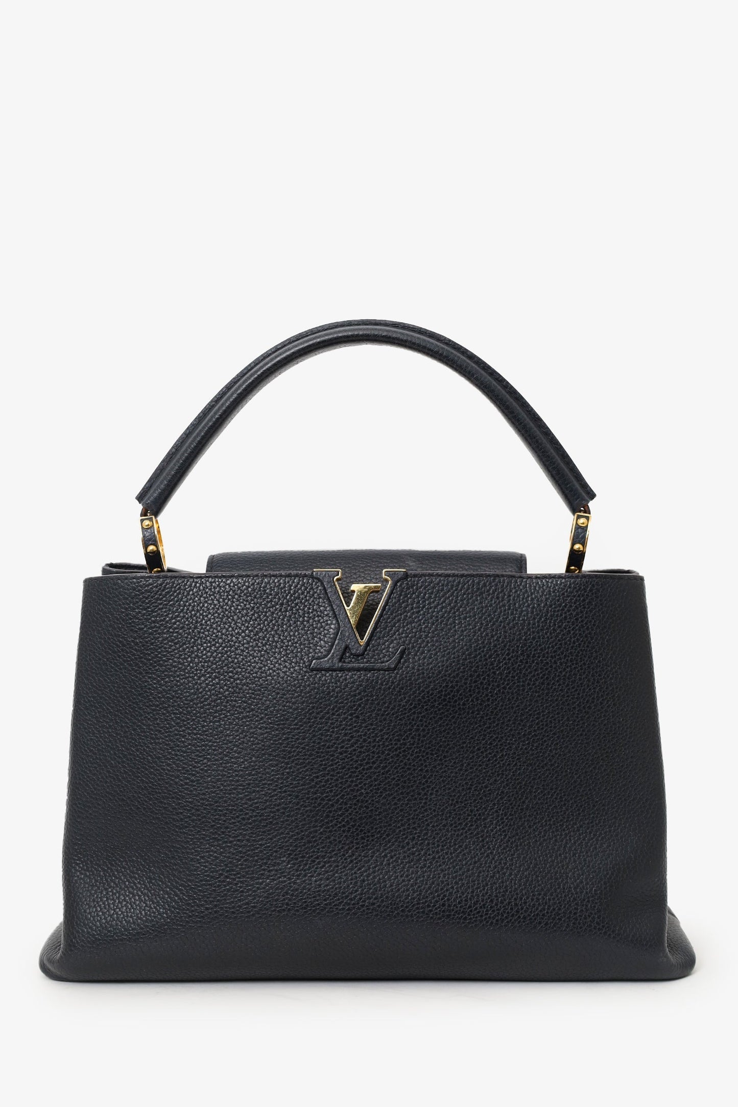 Louis Vuitton 2014 Black Taurillon Leather Capucines MM