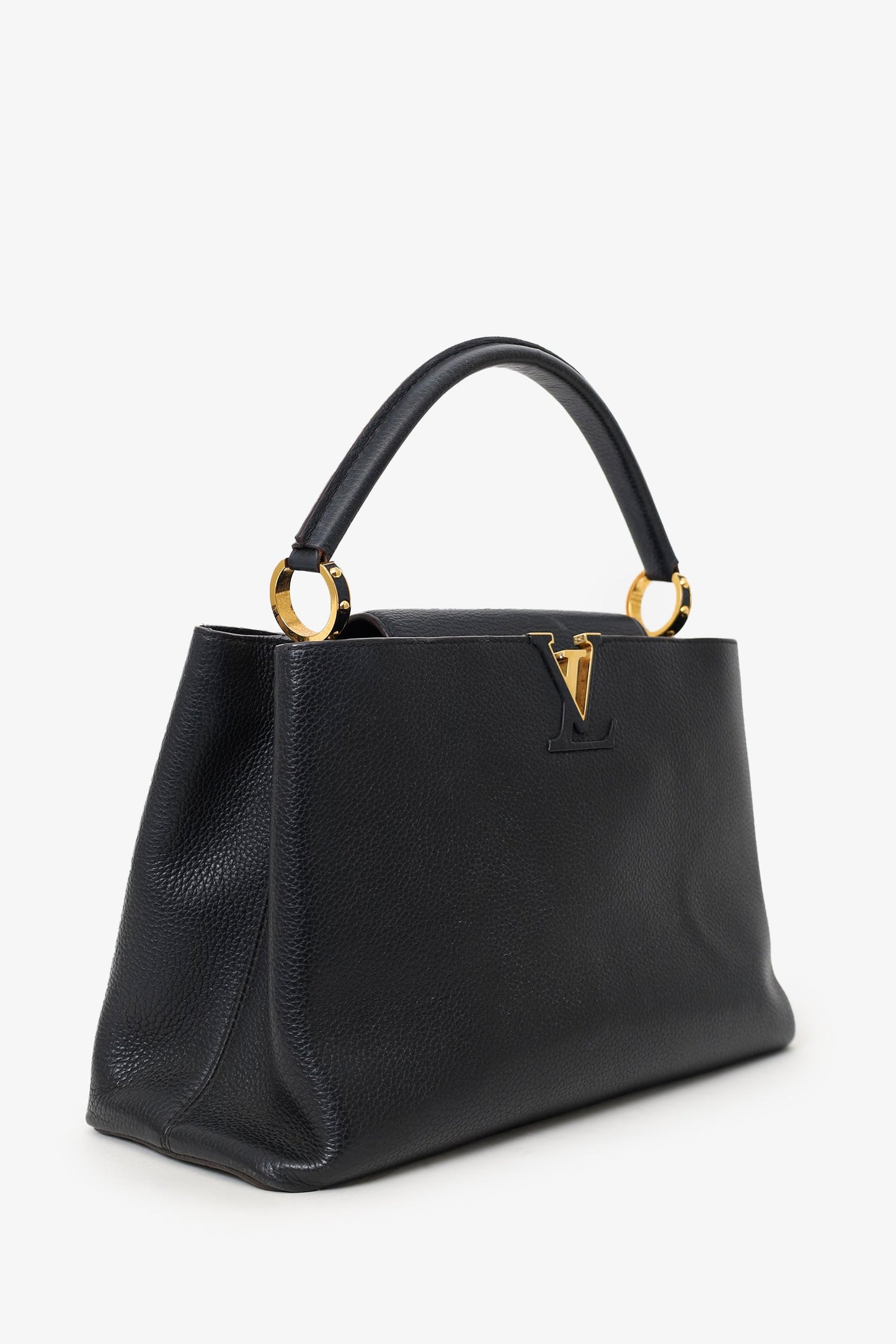 Louis Vuitton 2014 Black Taurillon Leather Capucines MM