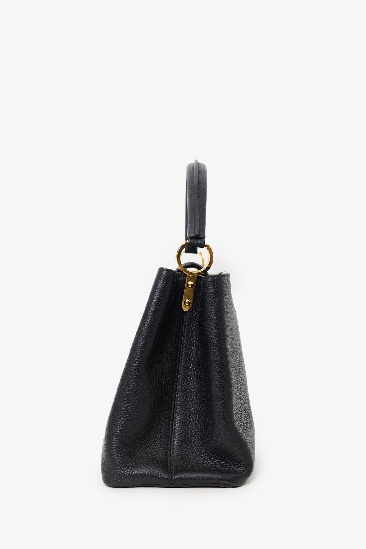 Louis Vuitton 2014 Black Taurillon Leather Capucines MM