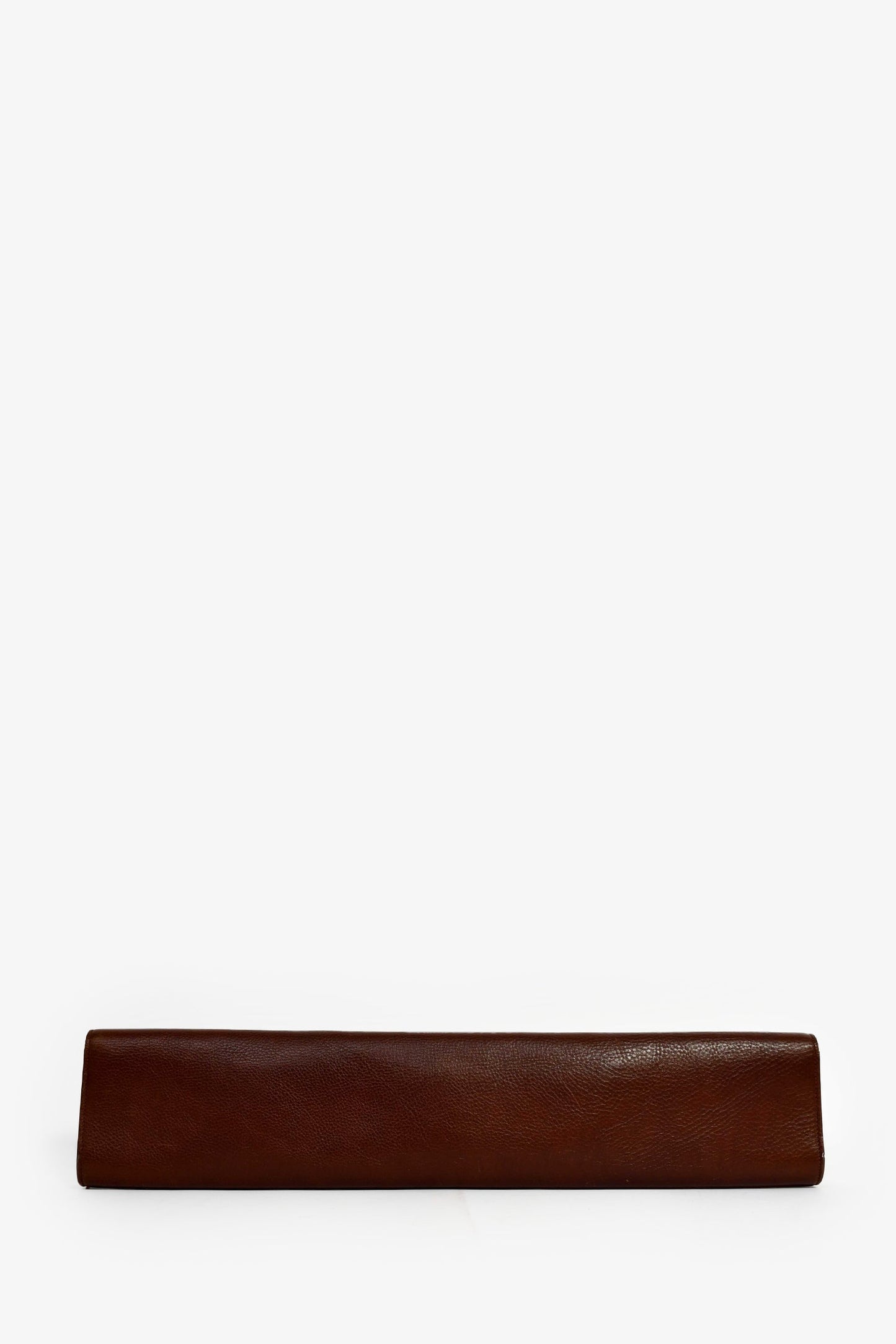 Saint Laurent Cognac Grained Leather 'Fetiche' Long Narrow Clutch