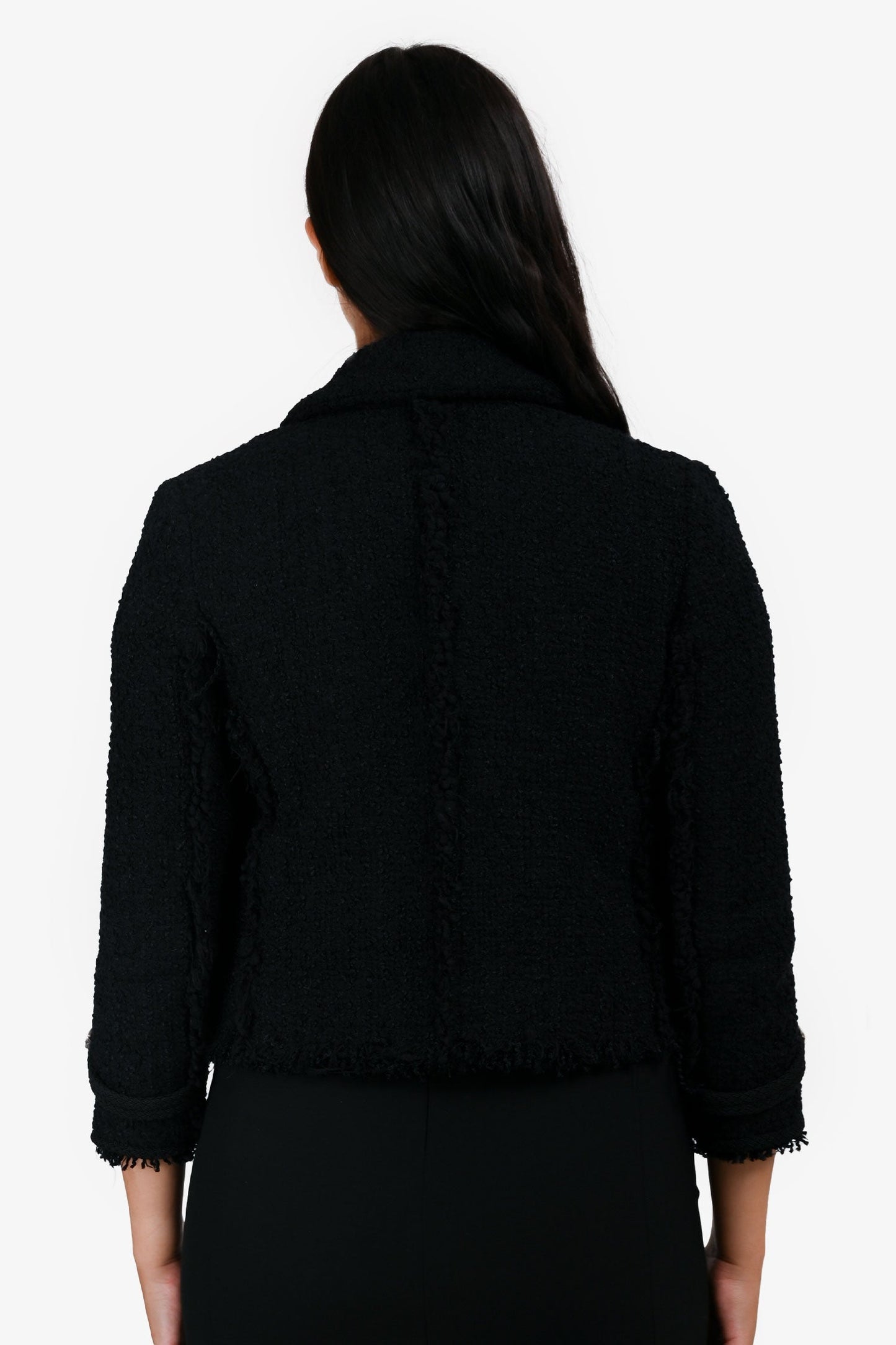 Gucci 2015 Black Tweed Tiger Button Military Jacket Size 38