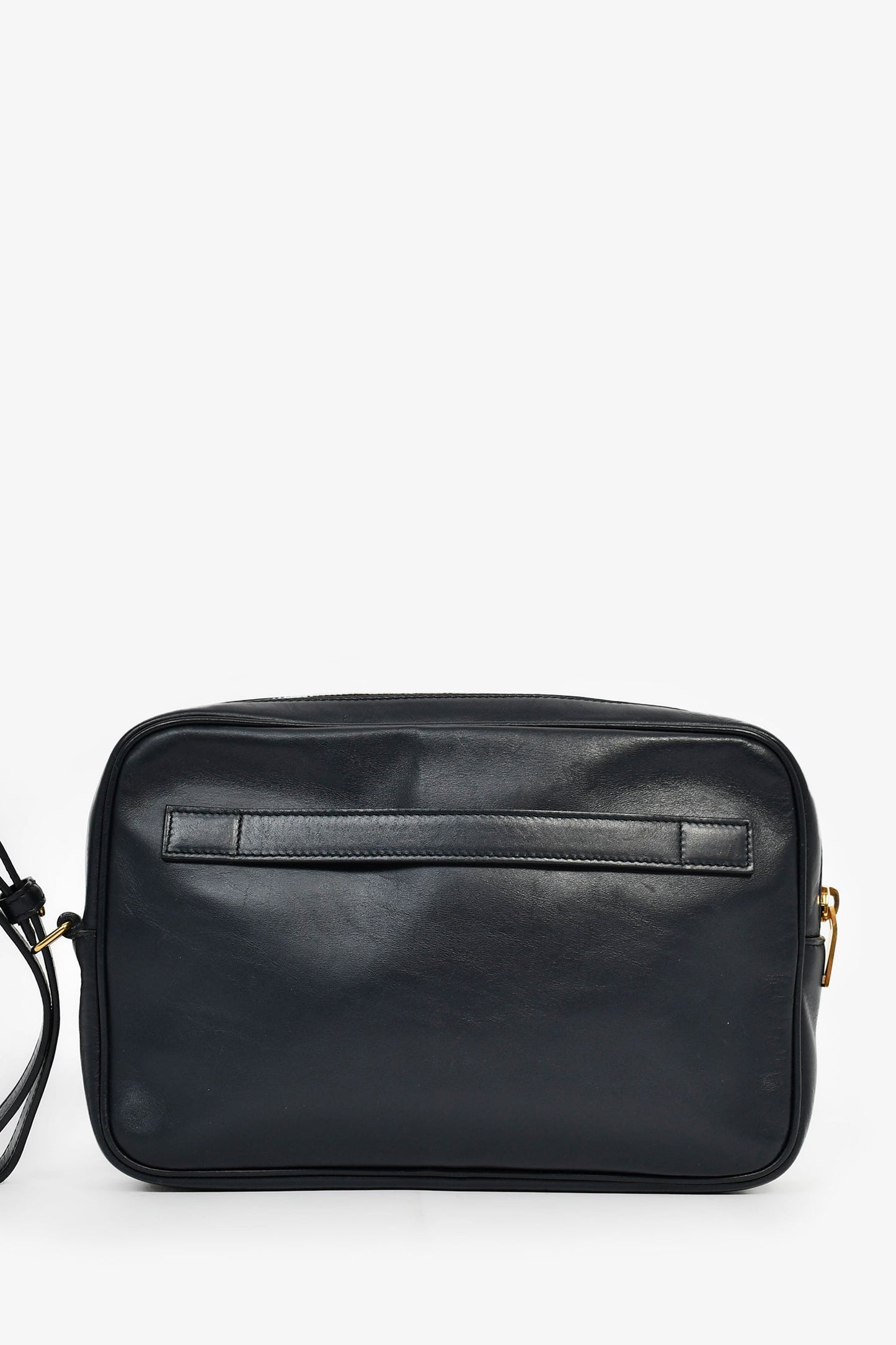 Saint Laurent Navy Blue Leather Clutch Bag