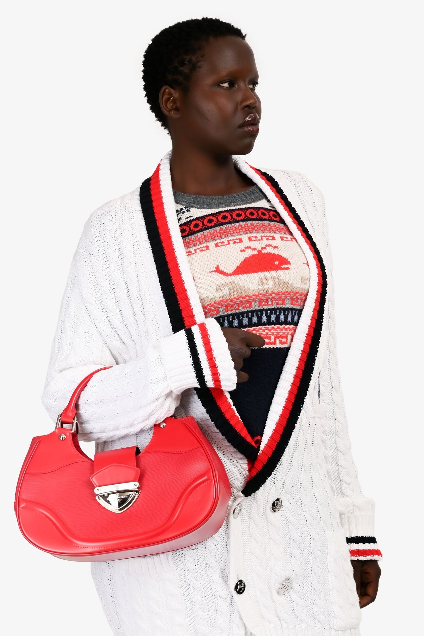 Louis Vuitton Red Epi Leather 'Sac Montaigne' Shoulder Bag