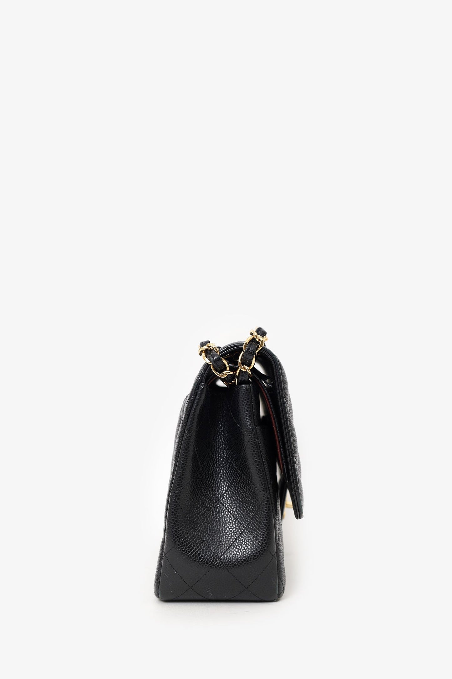 Chanel™ 2019 Black Caviar Leather Jumbo Double Flap Should Bag