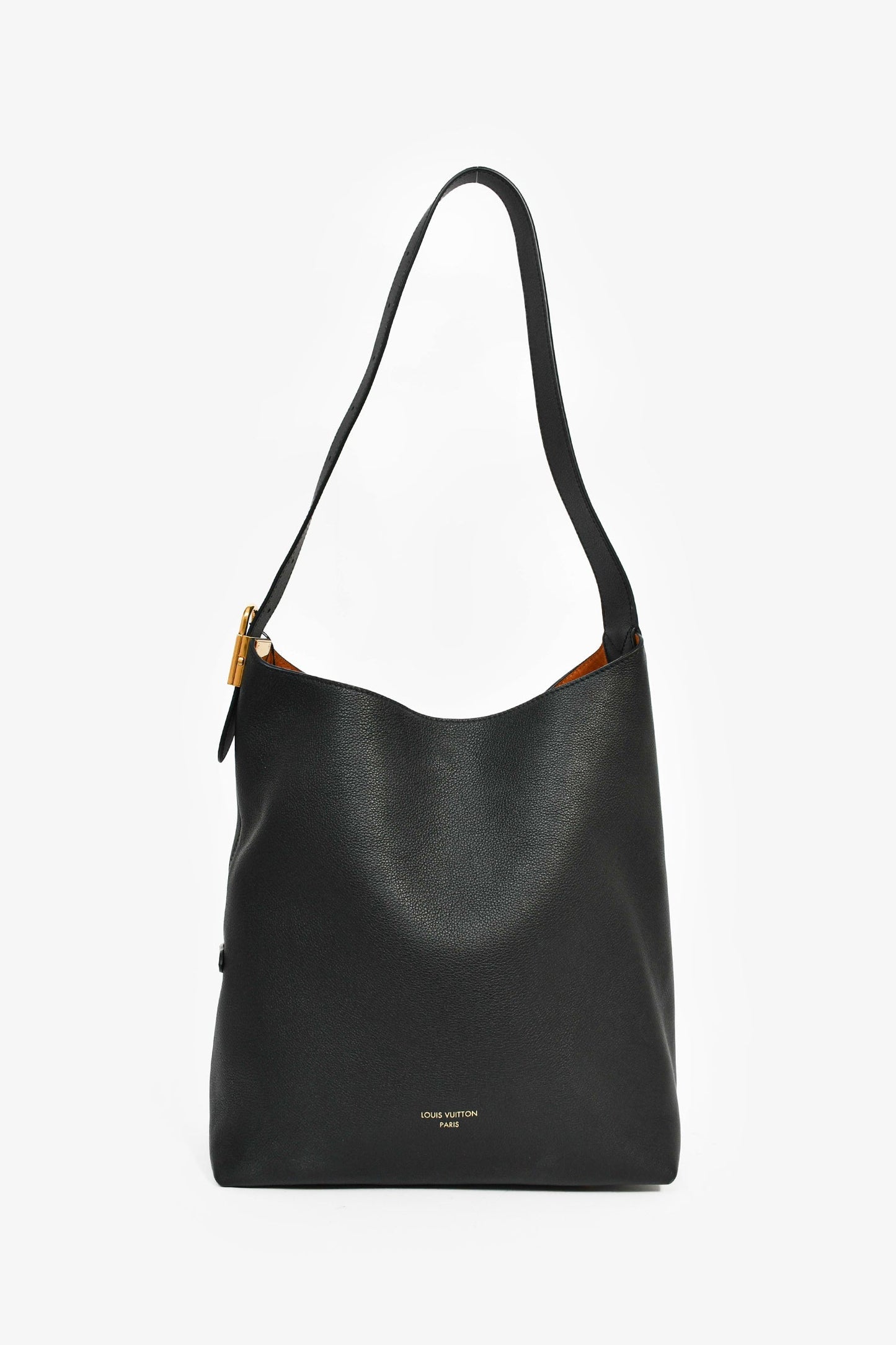 Louis Vuitton Black Leather 'Low Key Hobo MM' Shoulder Bag with Monogram Pouch