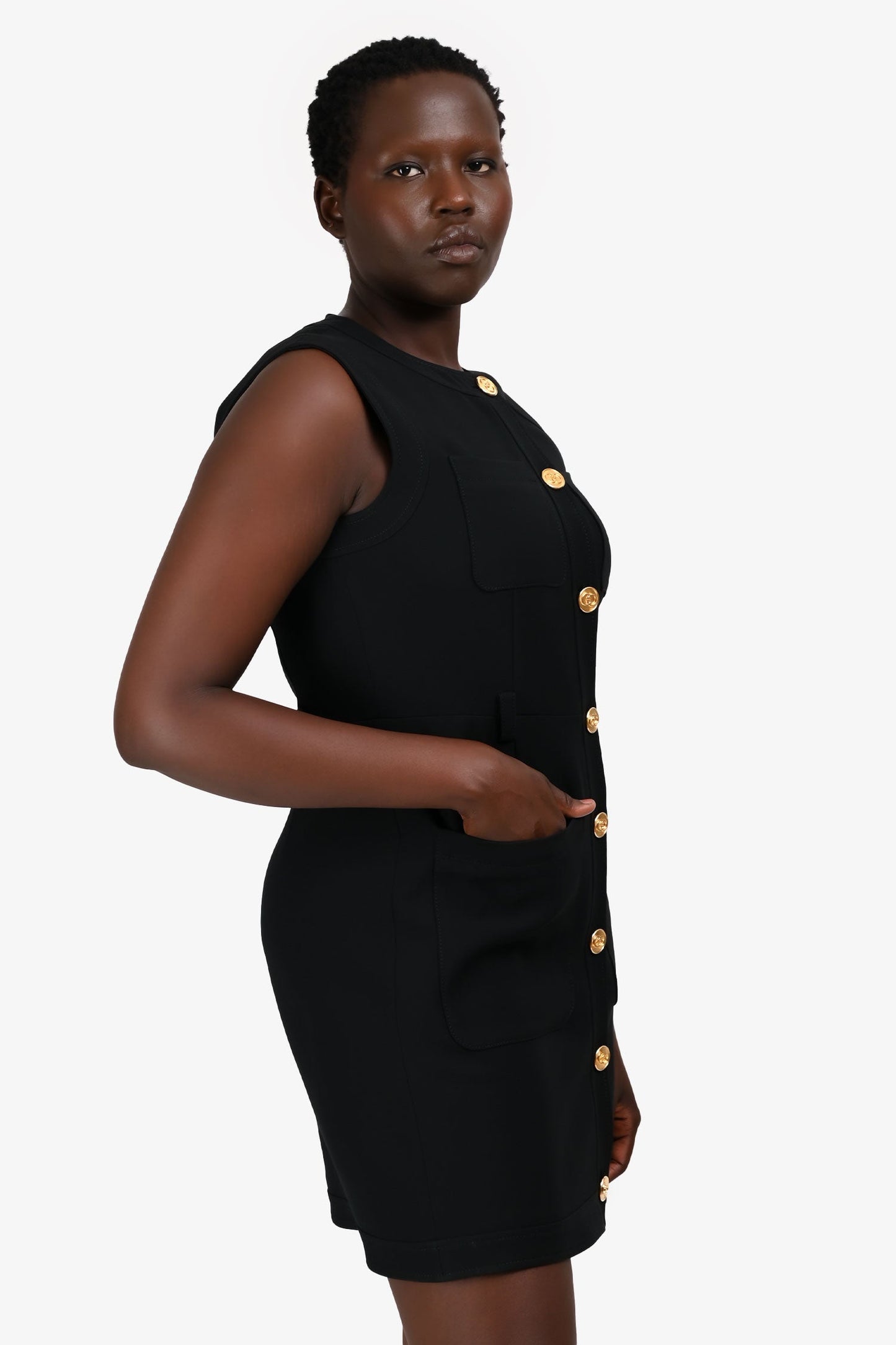 Gucci 2019/20 Black Pocket Detail Button-Up Dress Size 44