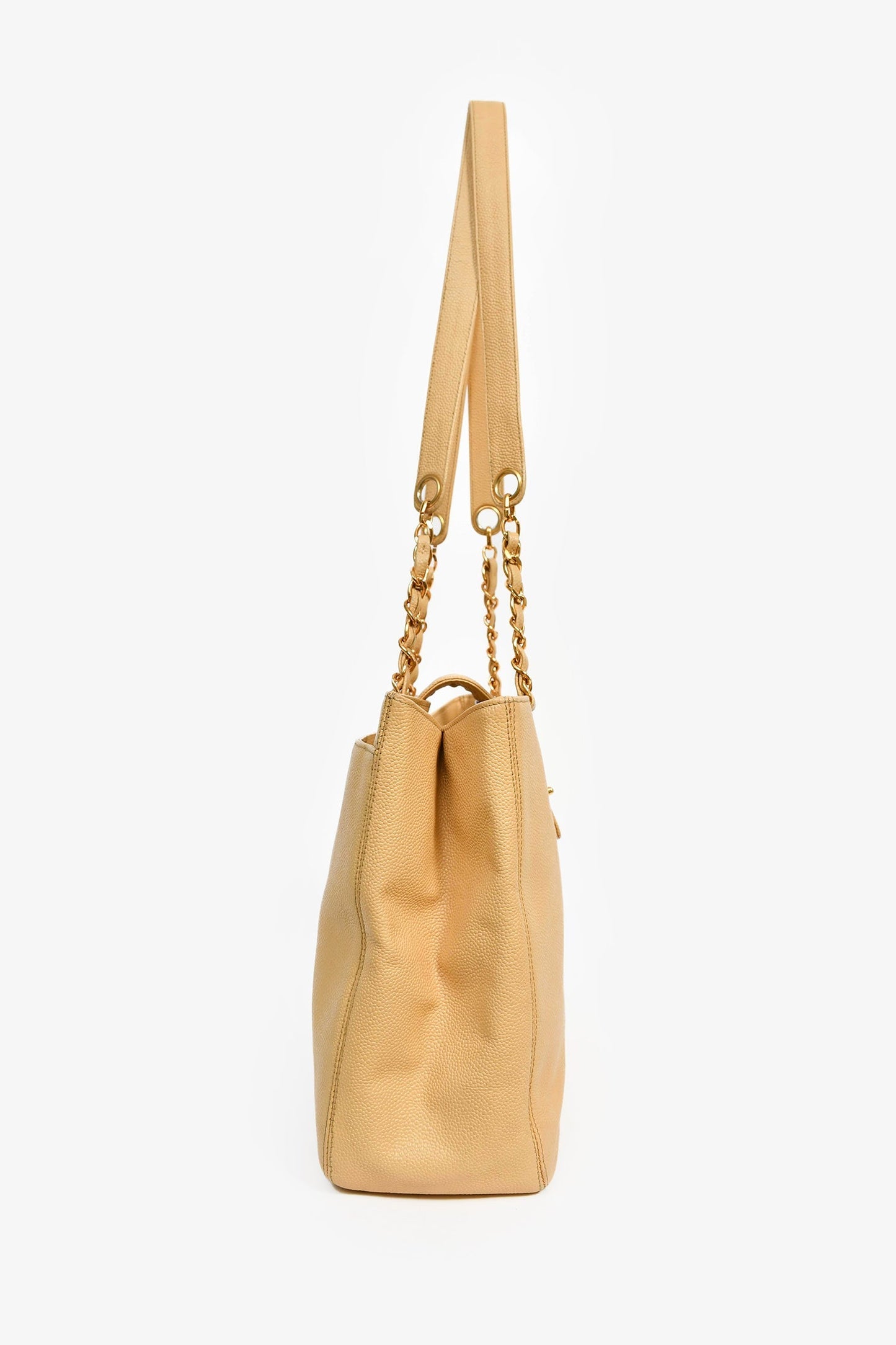Chanel™ Beige Caviar Leather CC Shopper Tote Bag