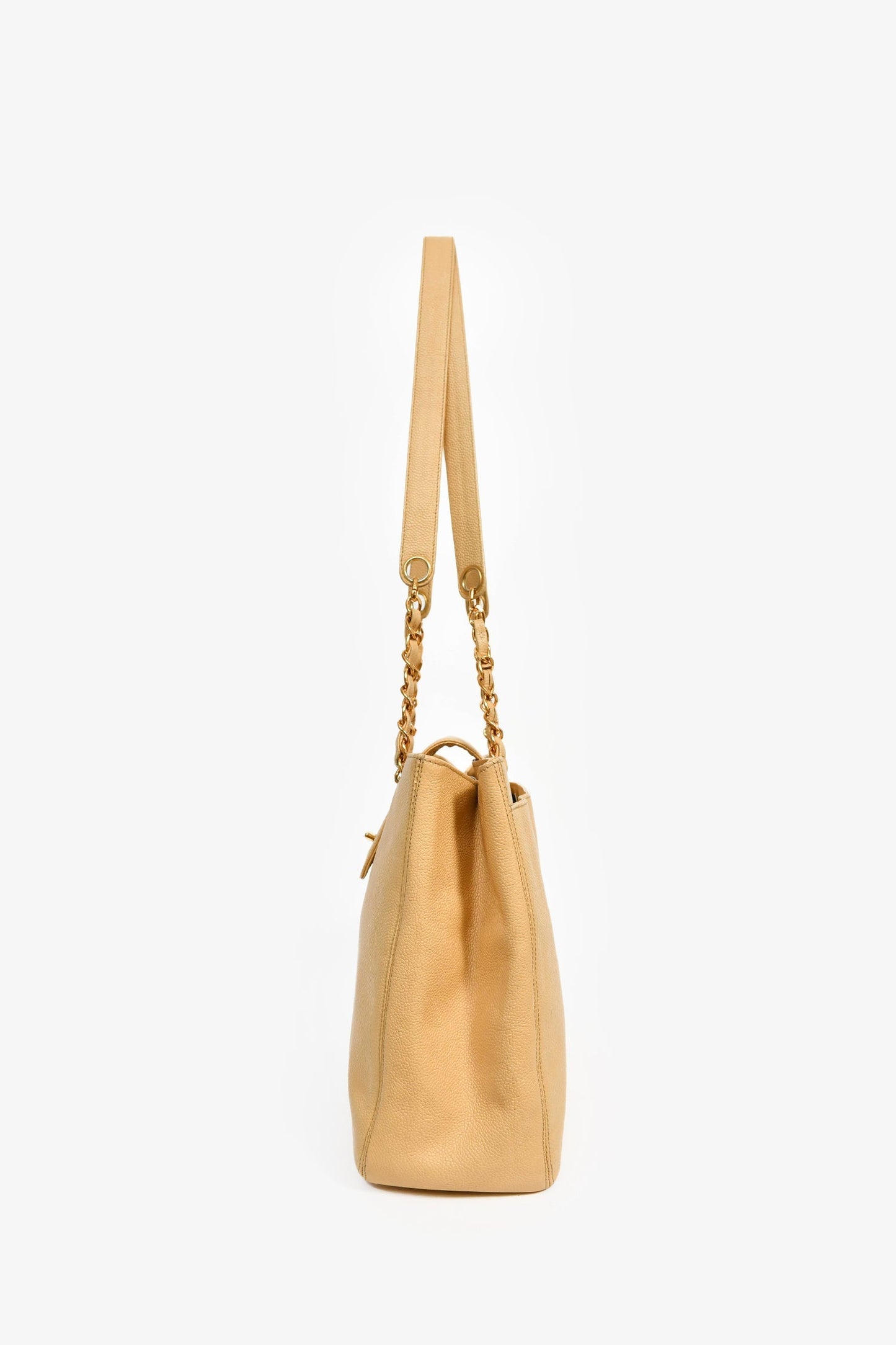 Chanel™ Beige Caviar Leather CC Shopper Tote Bag