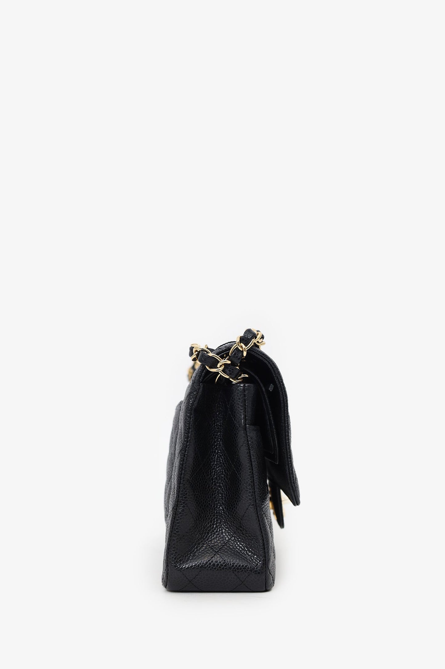 Chanel™ 2011 Black Caviar Leather Medium Double Flap With Gold-Tone Hardware