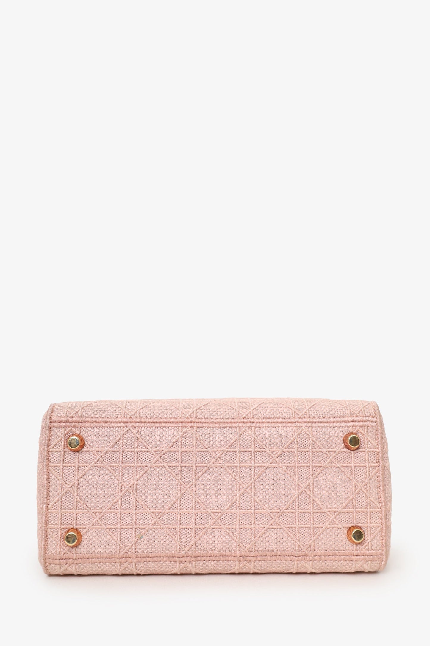 Christian Dior 2020 Pink Cannage Embroidered Canvas Medium Lady D-Lite With Strap
