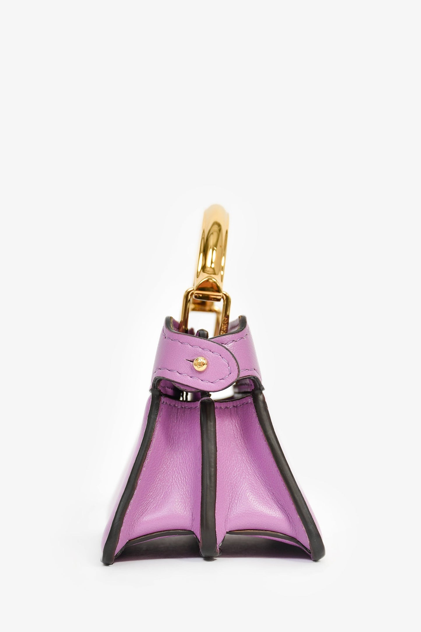 Fendi Purple Lamb Leather Nano Peekaboo Top Handle Bag with Strap