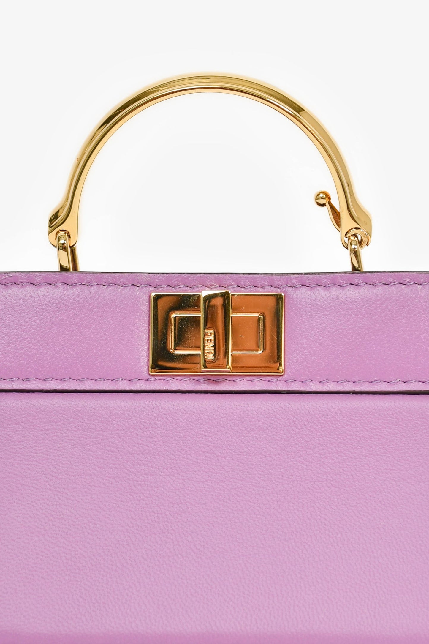 Fendi Purple Lamb Leather Nano Peekaboo Top Handle Bag with Strap