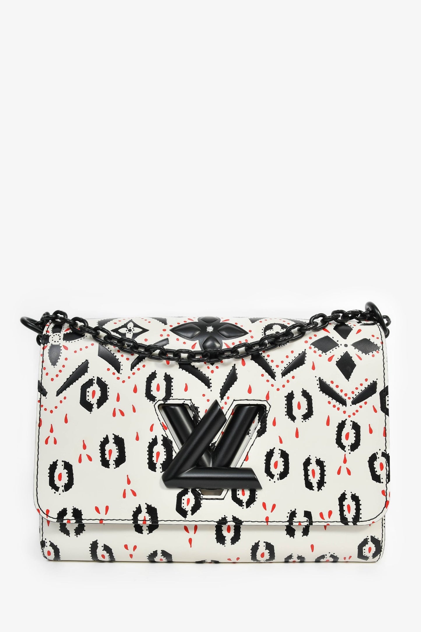 Louis Vuitton 2015 White/Black Graphic Printed Leather Twist MM Chain Bag