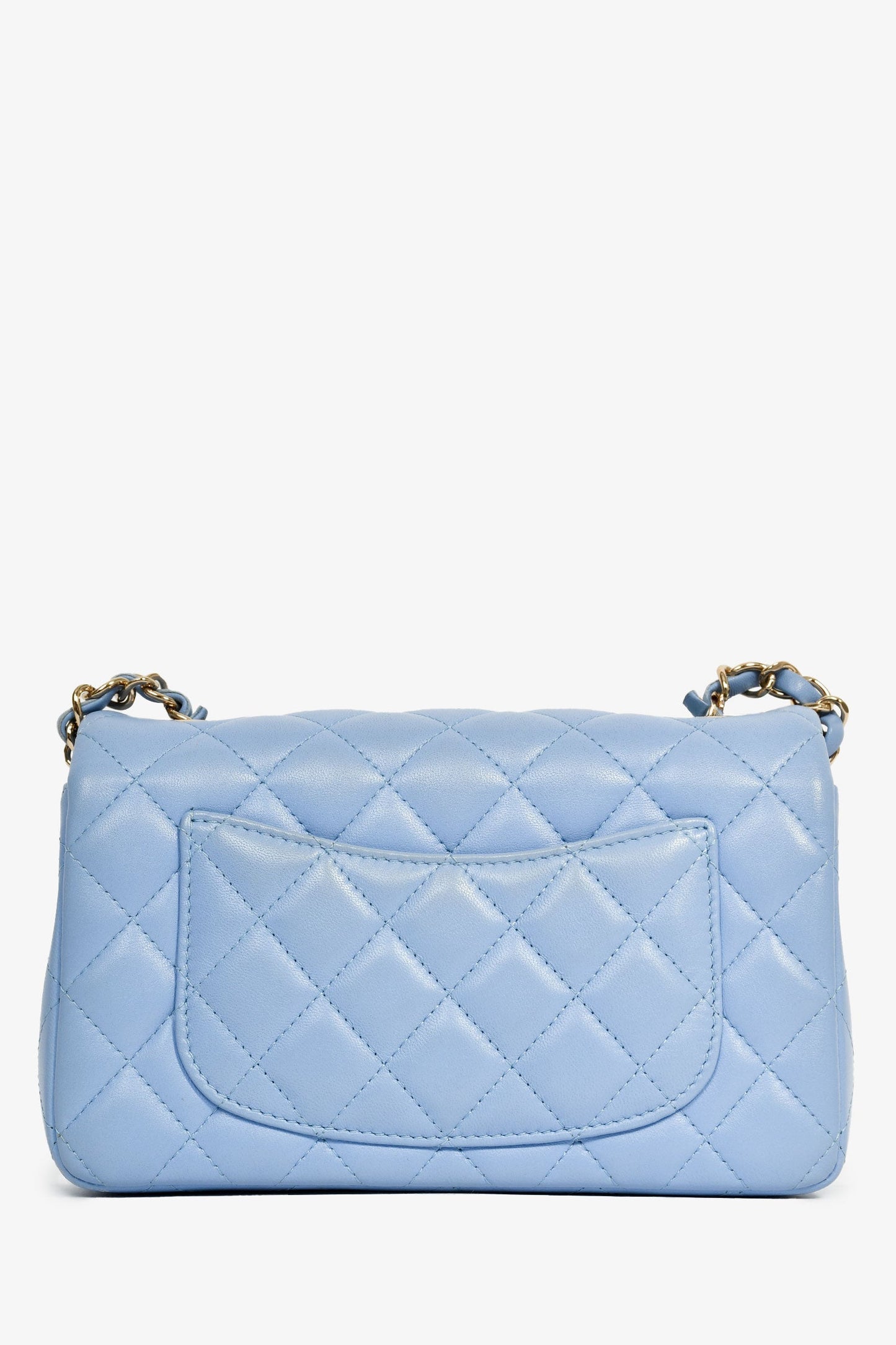 Chanel™ 2020 Sky Blue Lambskin Mini Rectangle Flap Bag