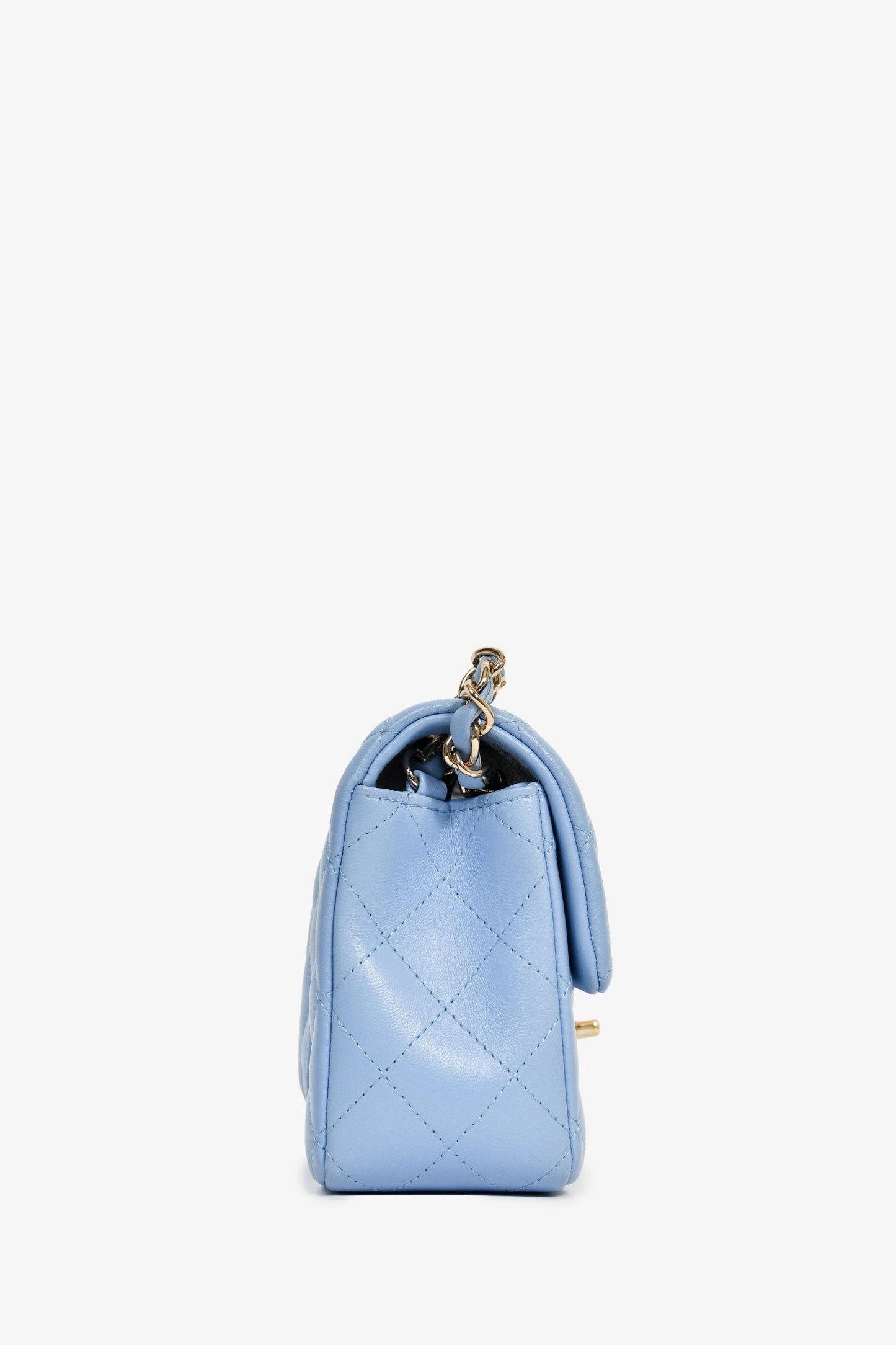 Chanel™ 2020 Sky Blue Lambskin Mini Rectangle Flap Bag