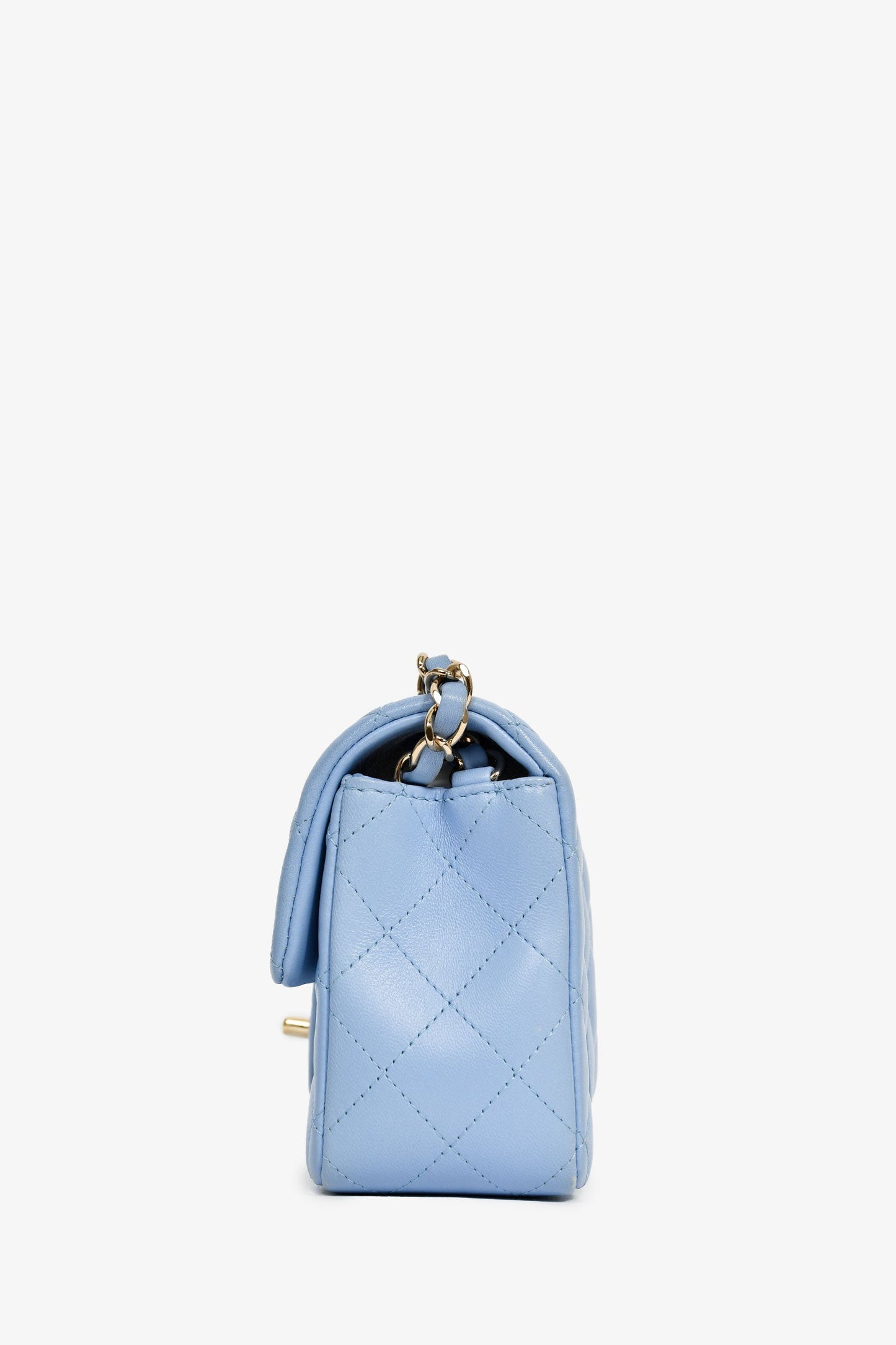 Chanel™ 2020 Sky Blue Lambskin Mini Rectangle Flap Bag