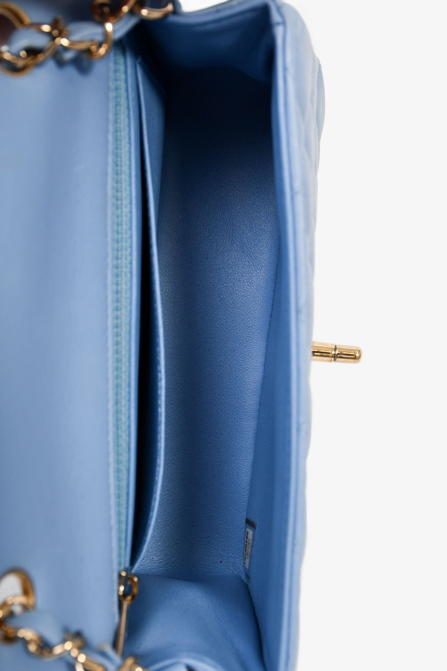 Chanel™ 2020 Sky Blue Lambskin Mini Rectangle Flap Bag
