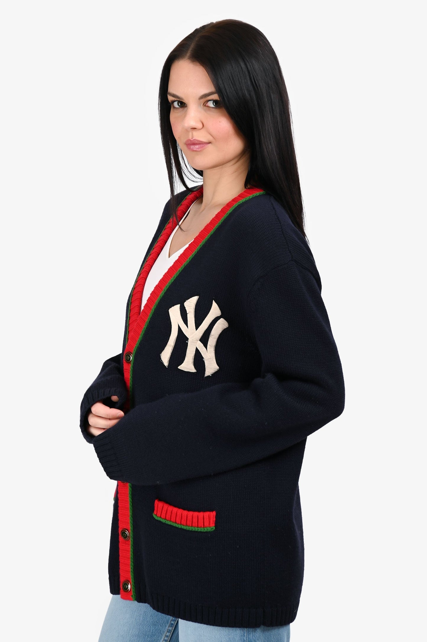 Gucci x MLB Navy Wool 'NY Yankees' Cardigan Size M