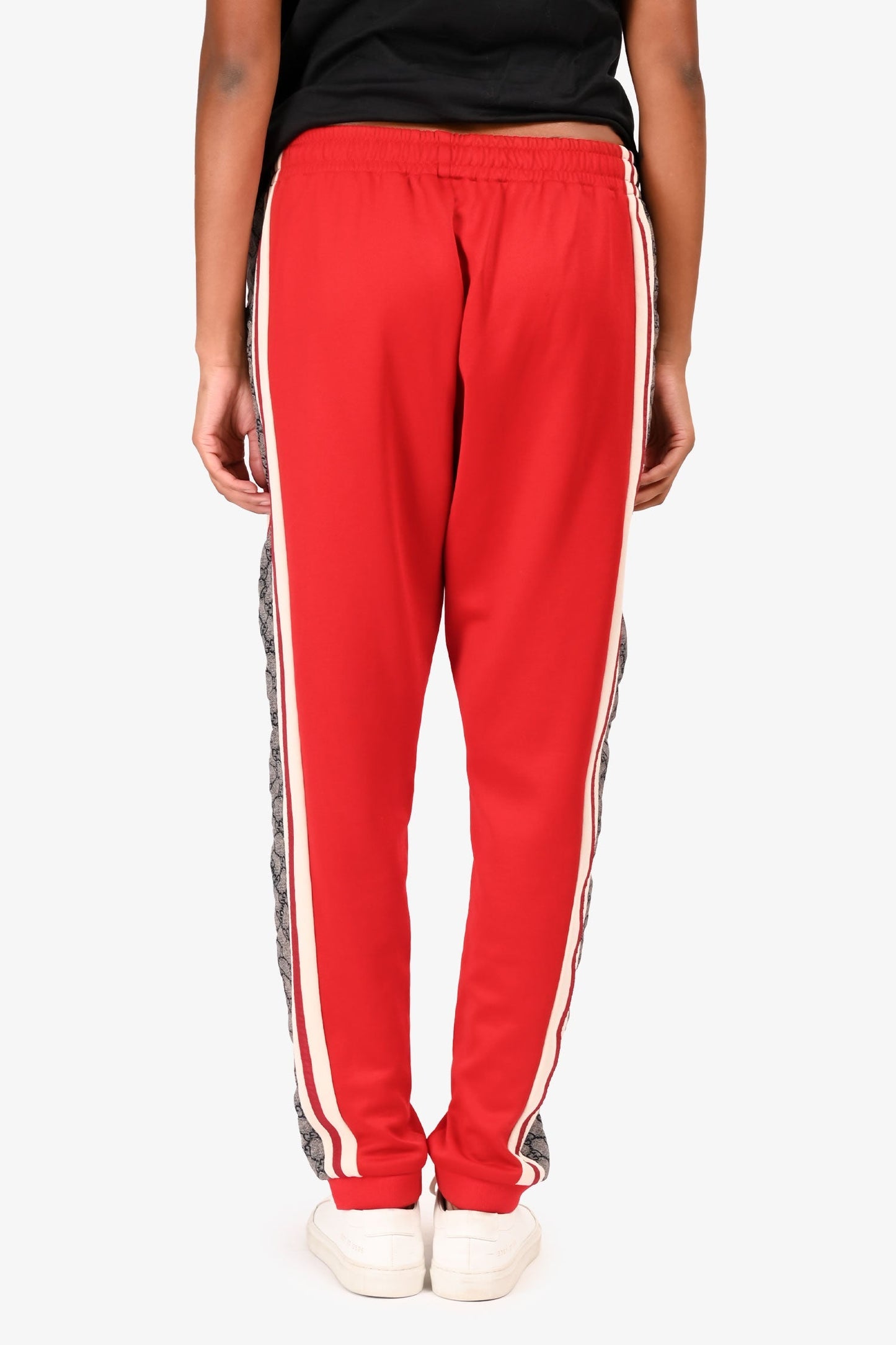 Gucci Red Monogram Striped Joggers Size S
