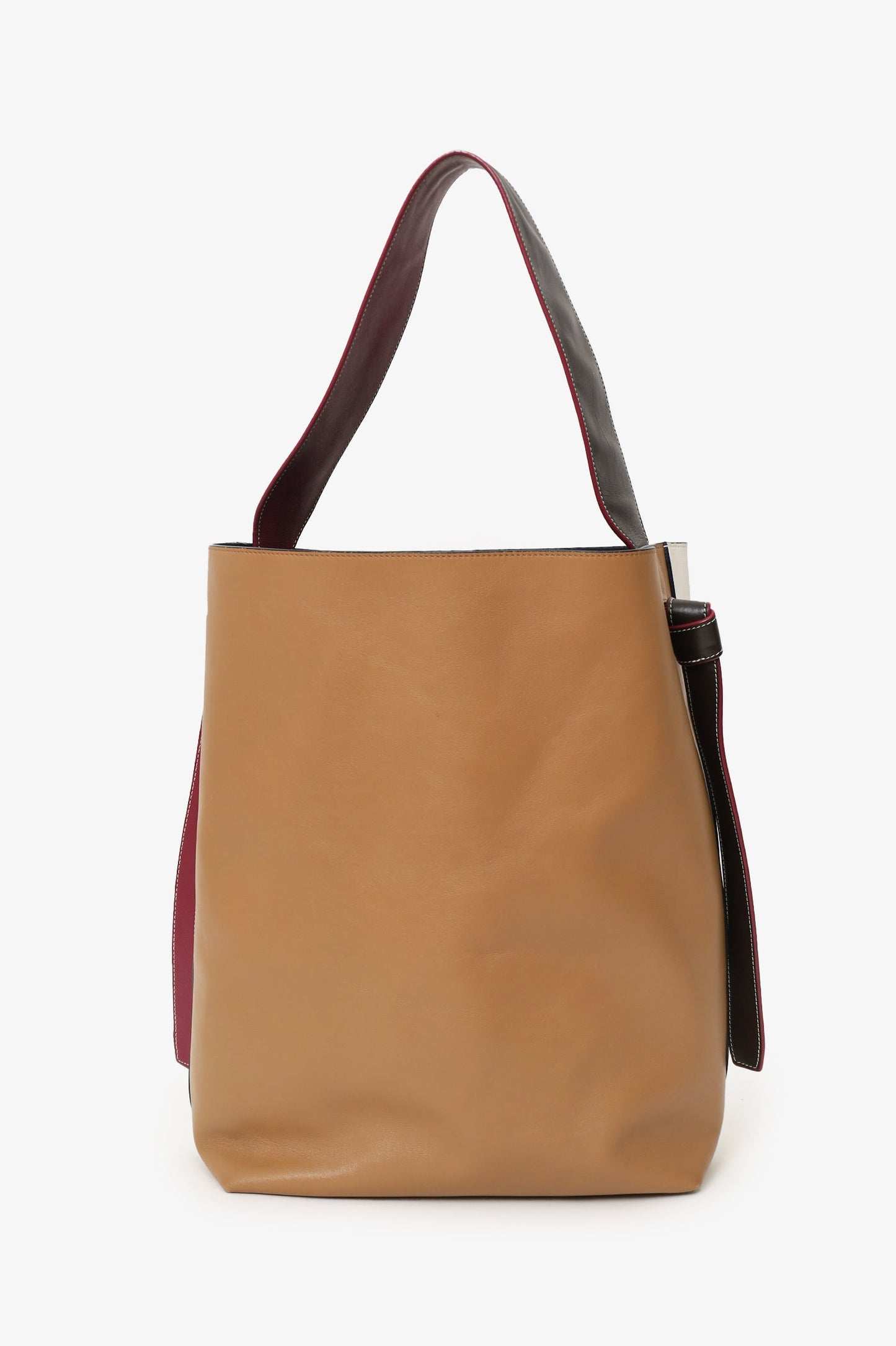 Celine Beige/White Leather Twisted Cabas Bag