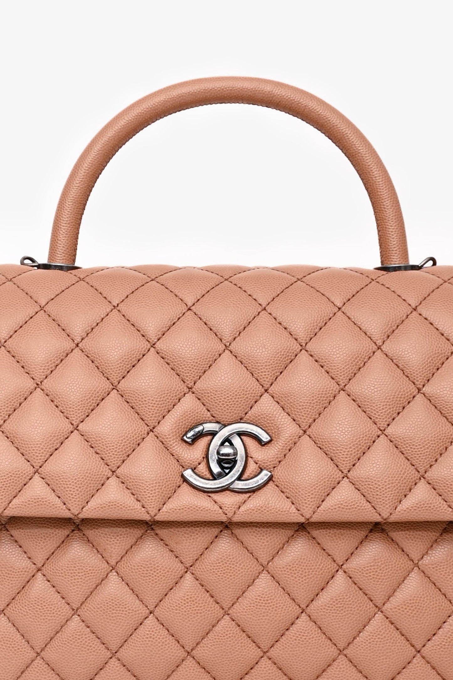 Chanel™ 2016-2017 Brown Caviar Leather Large Coco Top Handle with Strap