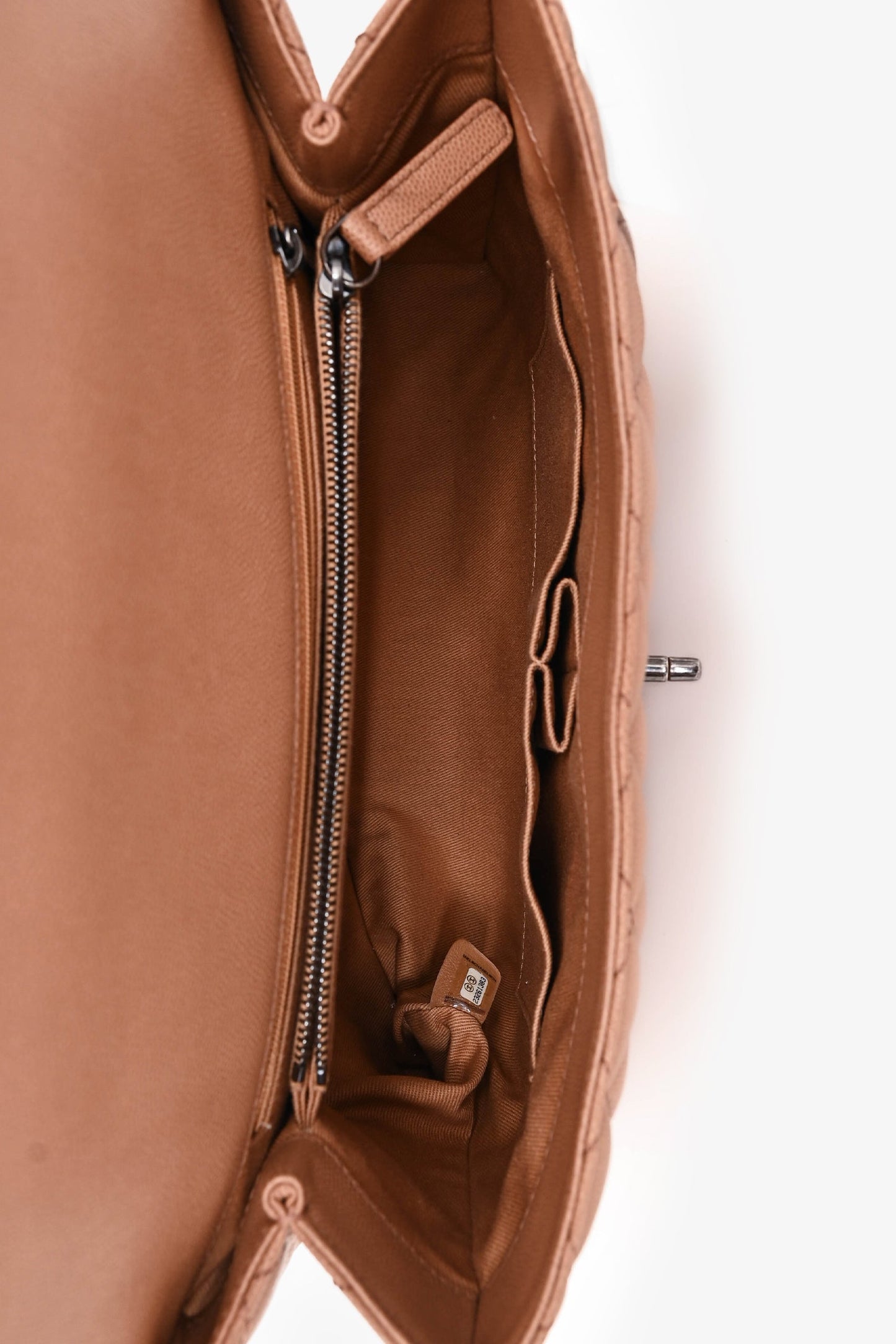 Chanel™ 2016-2017 Brown Caviar Leather Large Coco Top Handle with Strap